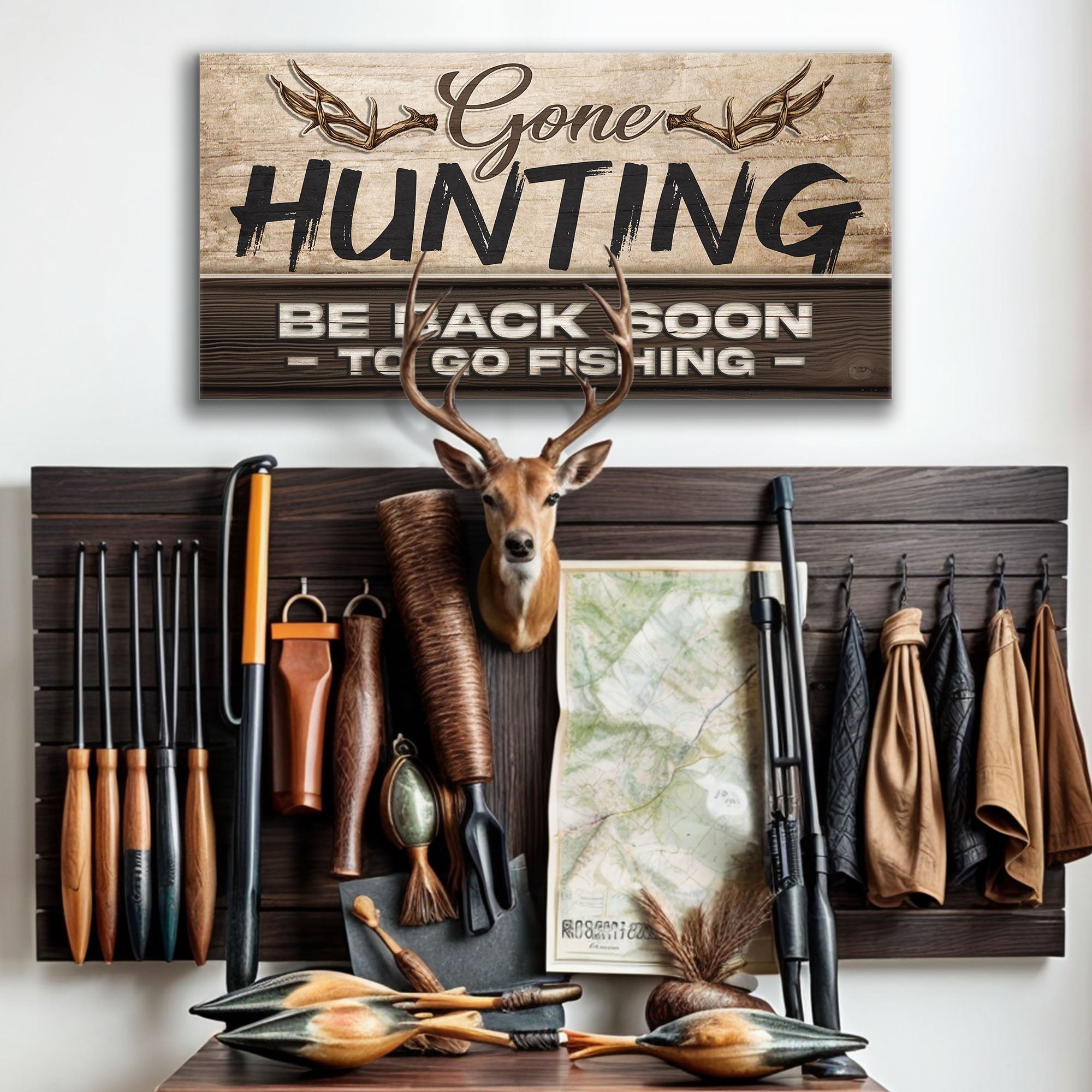 Gone Hunting Sign II on sale at MyriadMart