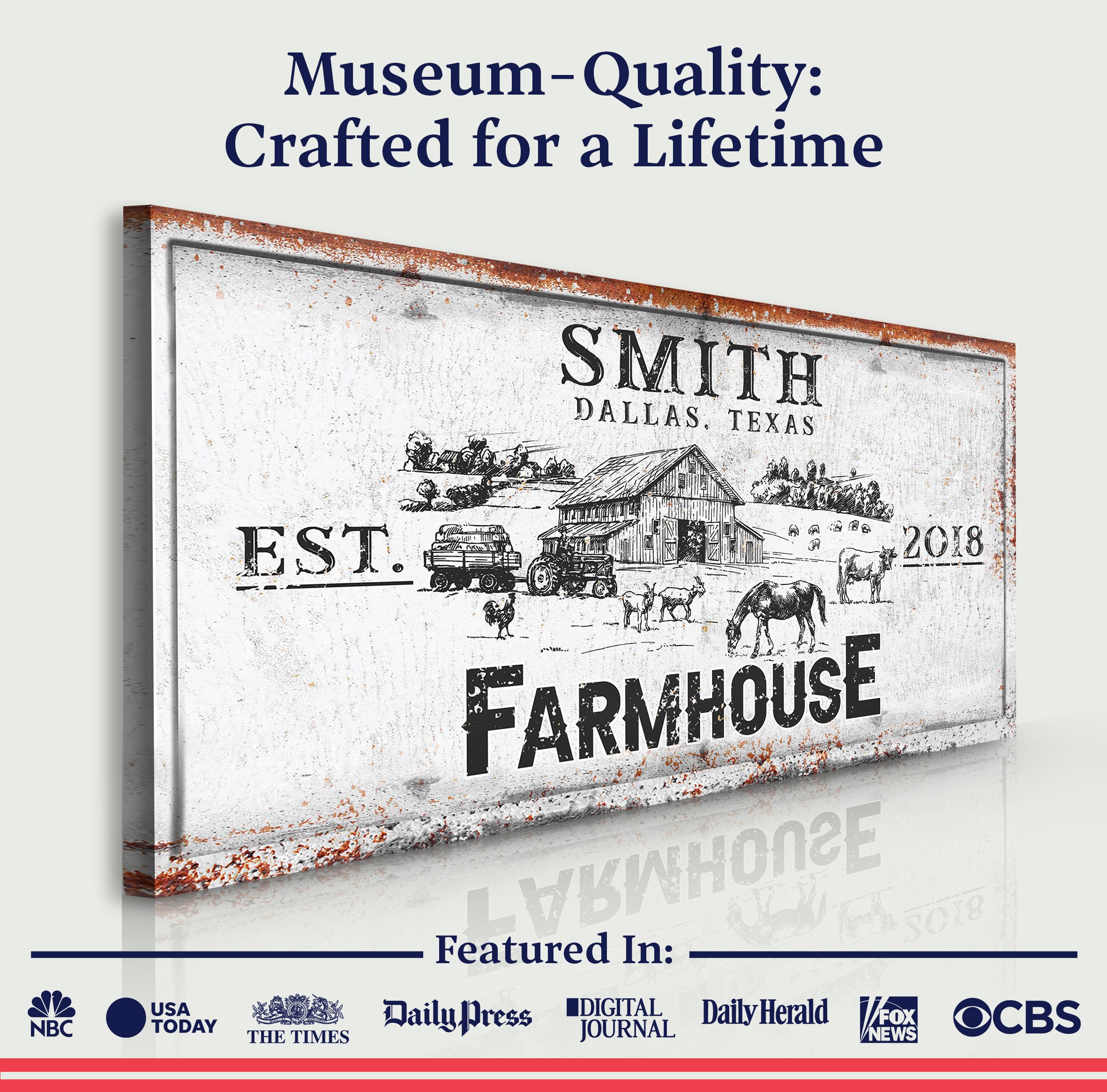 Rustic Farmhouse Personalized Sign II on sale at MyriadMart