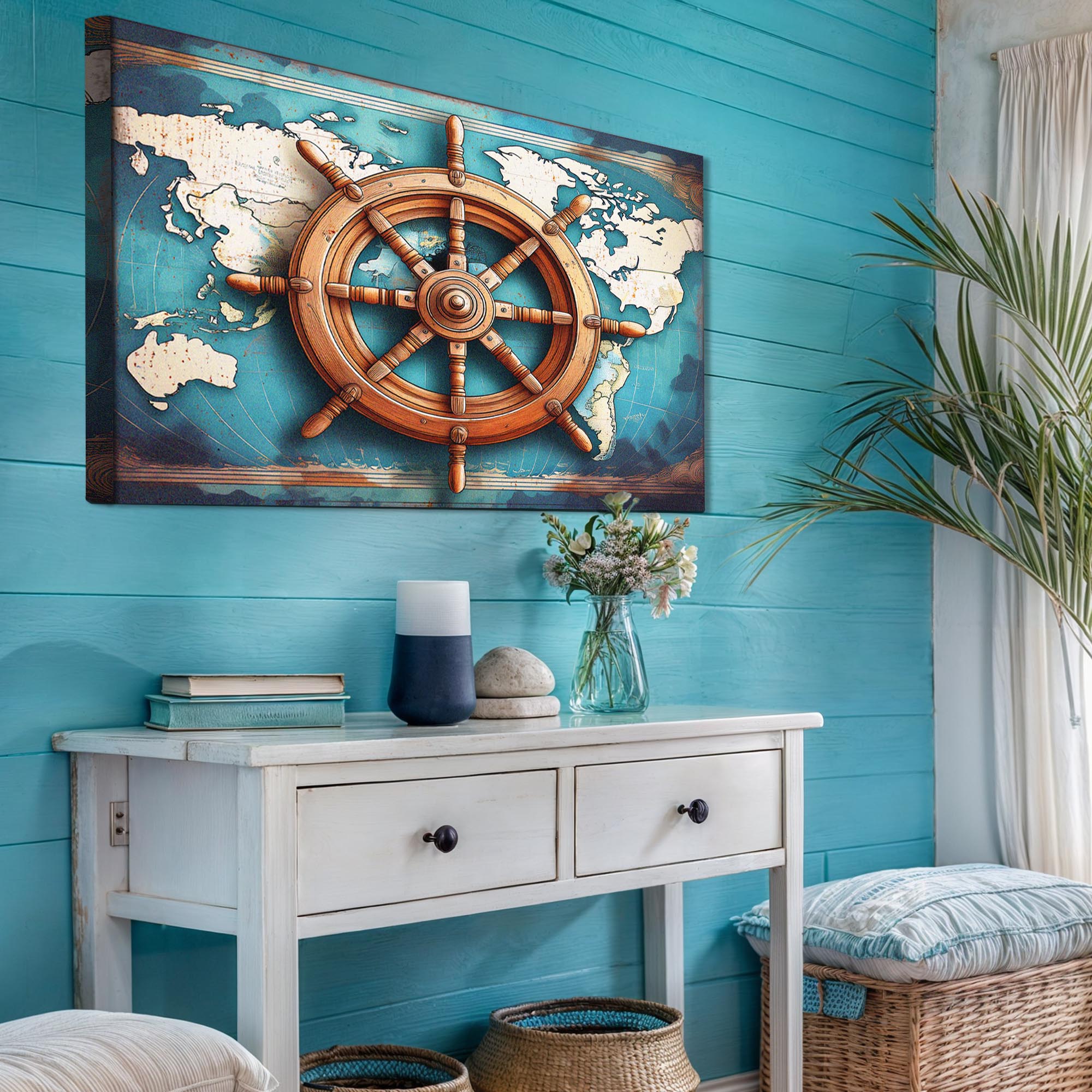 Sailboat Ship Wheel Coastal Wall Art on sale at MyriadMart