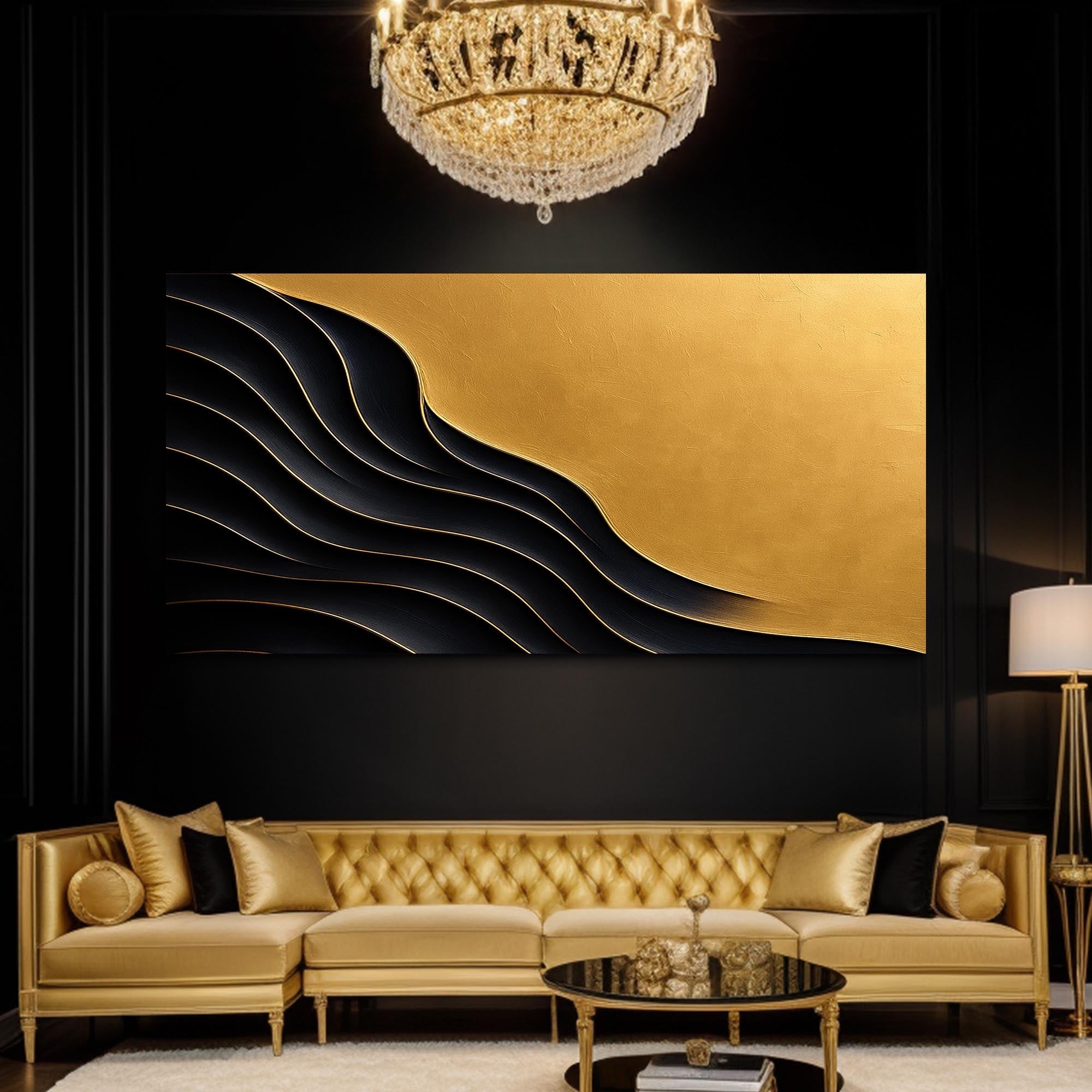 Black And Gold Minimalist Abstract XI on sale at MyriadMart
