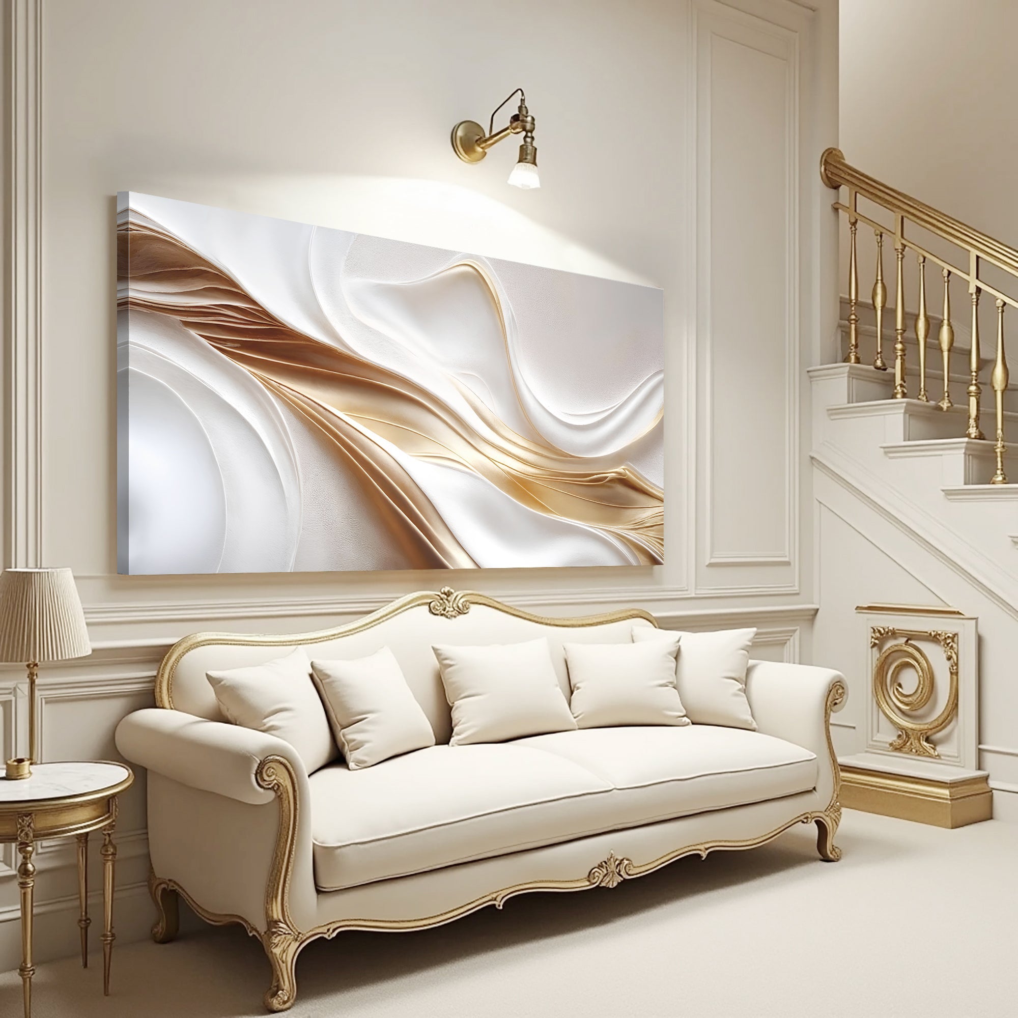 White and Gold Abstract Wall Art on sale at MyriadMart