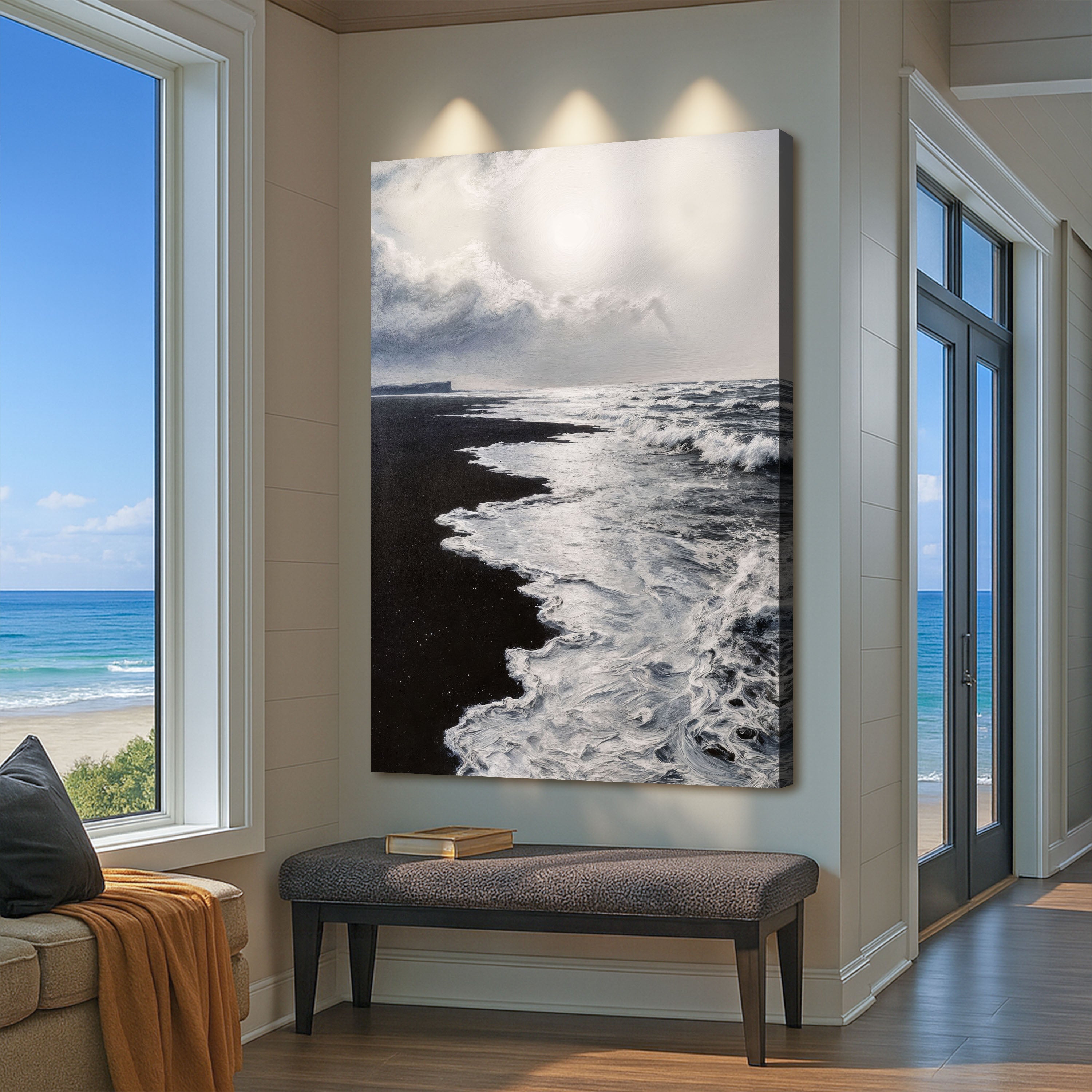 Black & White Waves Abstract Wall Art on sale at MyriadMart