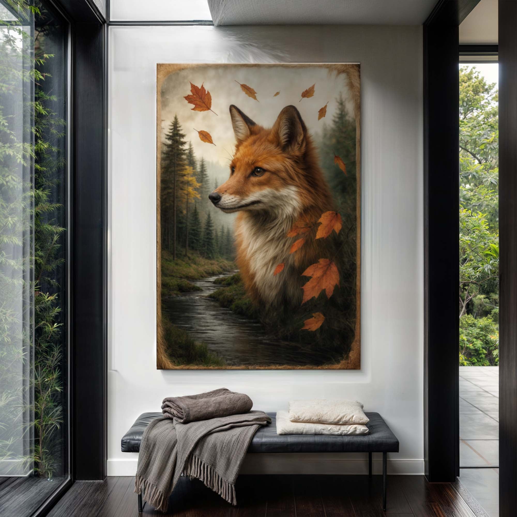 Autumn Fox Double Exposure Wall Art on sale at MyriadMart