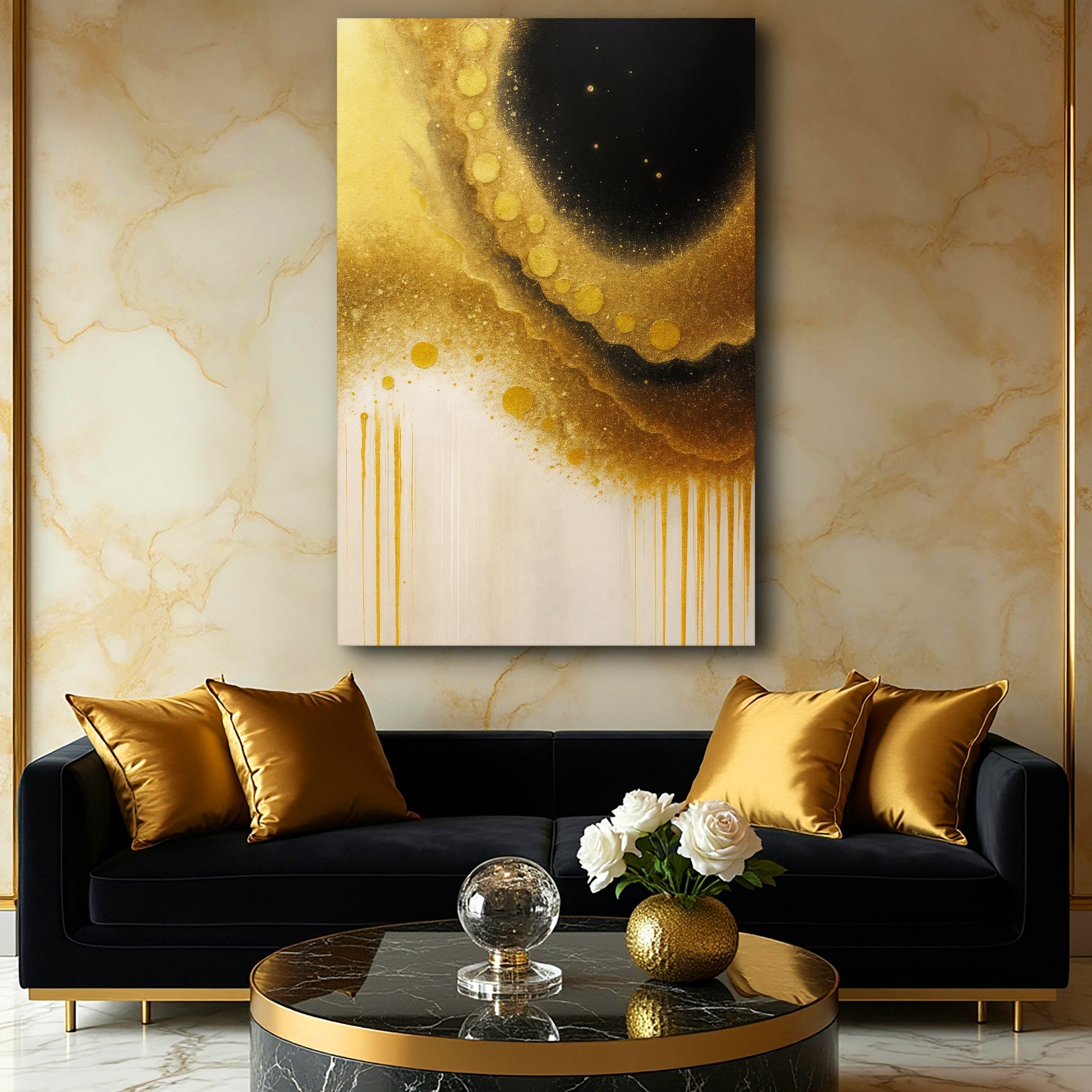 Minimalist Black and Gold Wall Art on sale at MyriadMart