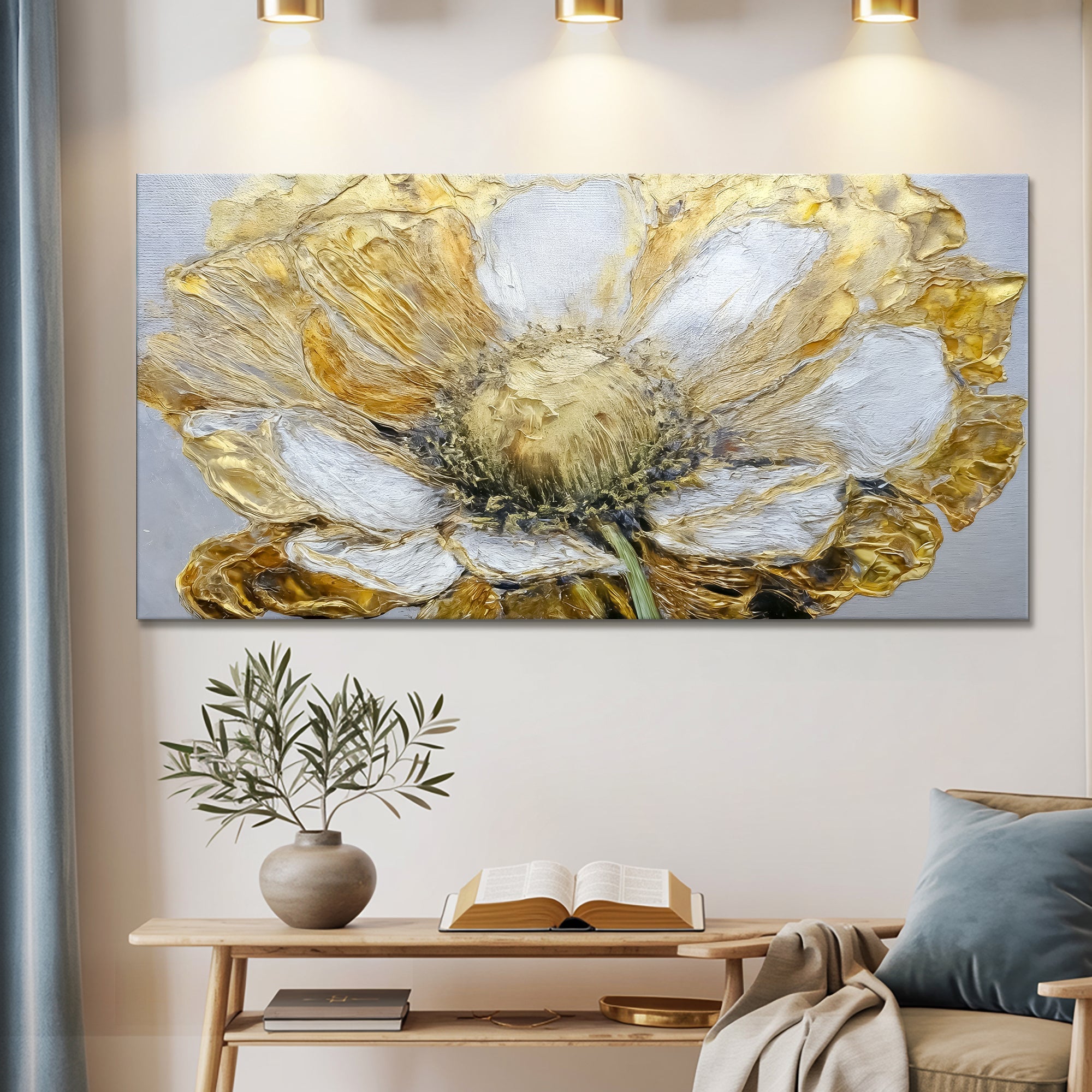 Golden Dandelion Minimalist Abstract Wall Art IX on sale at MyriadMart