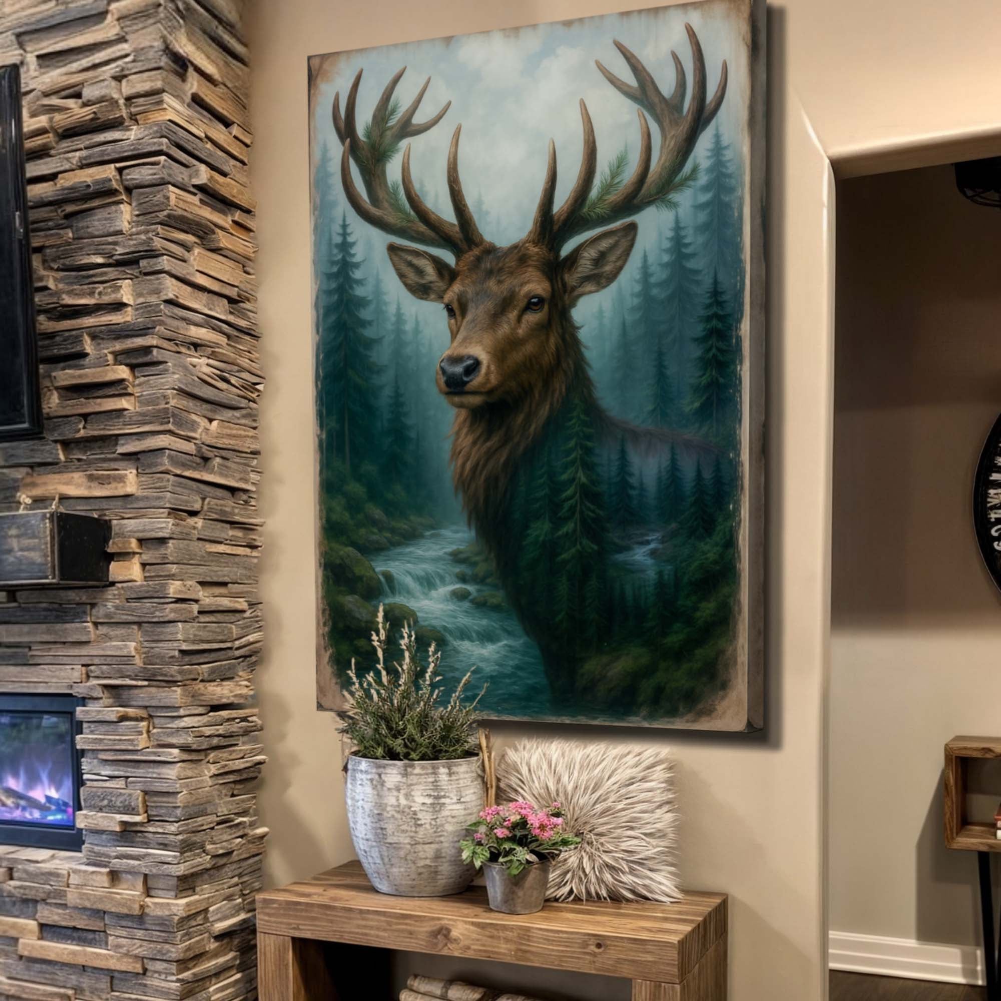 Misty Stag Double Exposure Wall Art on sale at MyriadMart