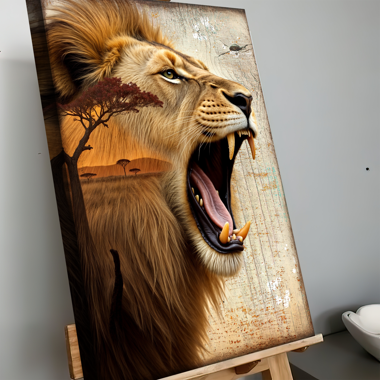 Lion Double Exposure Wall Art on sale at MyriadMart