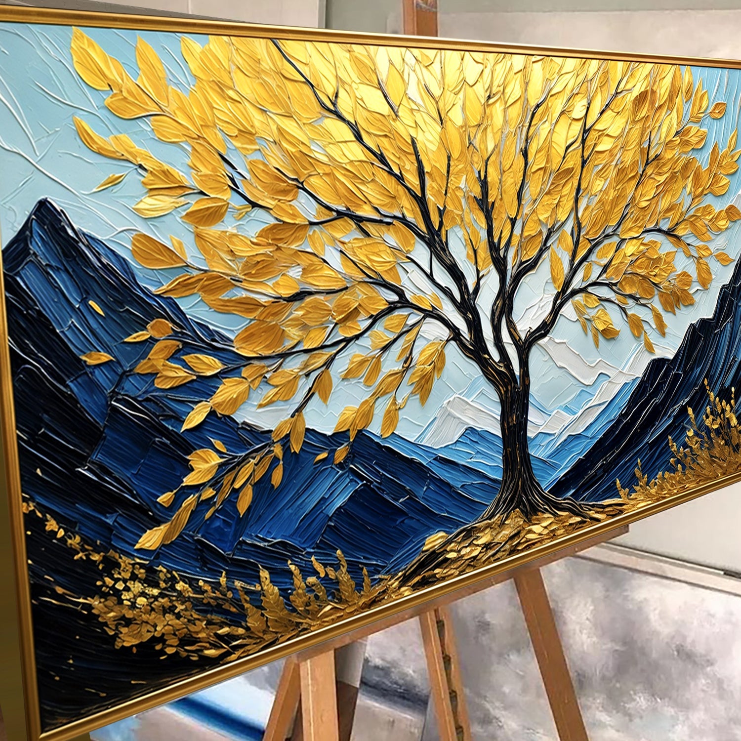 Golden Sanctuary Impasto Wall Art on sale at MyriadMart