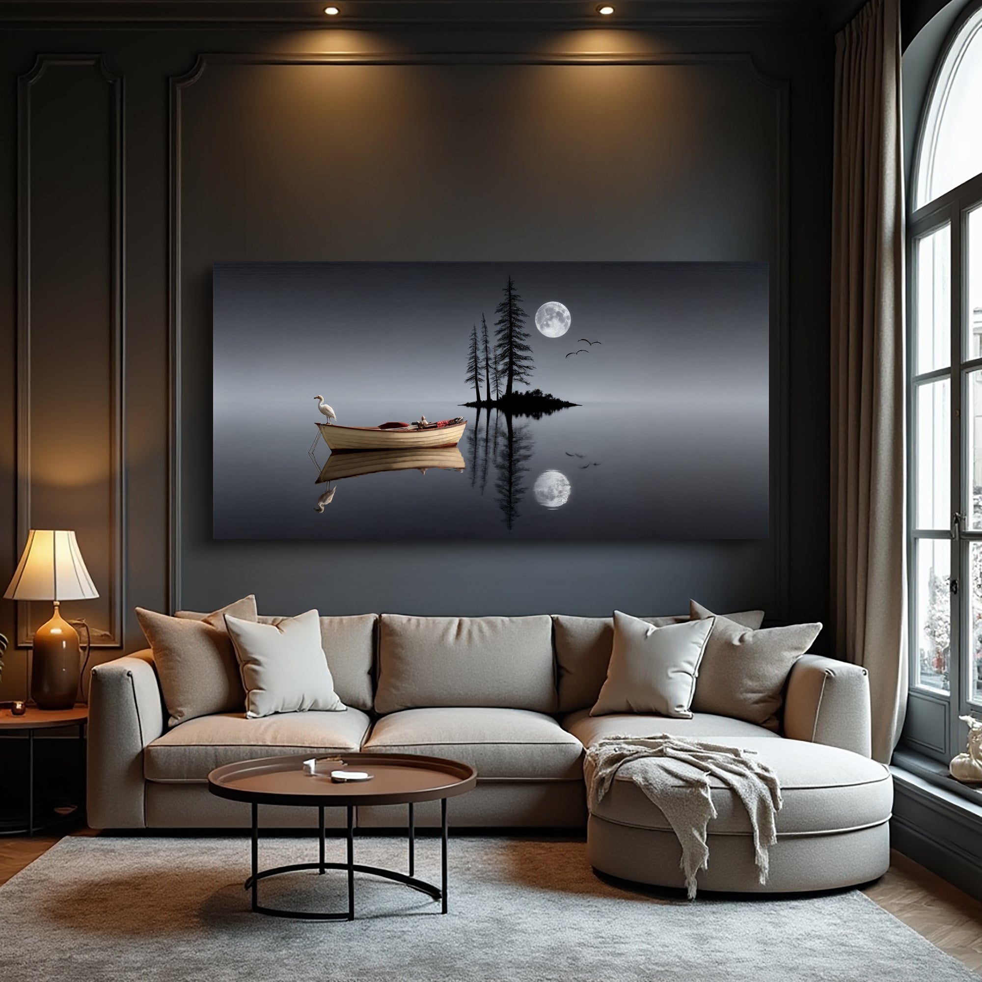 Modern Minimalist Night Lake Wall Art on sale at MyriadMart