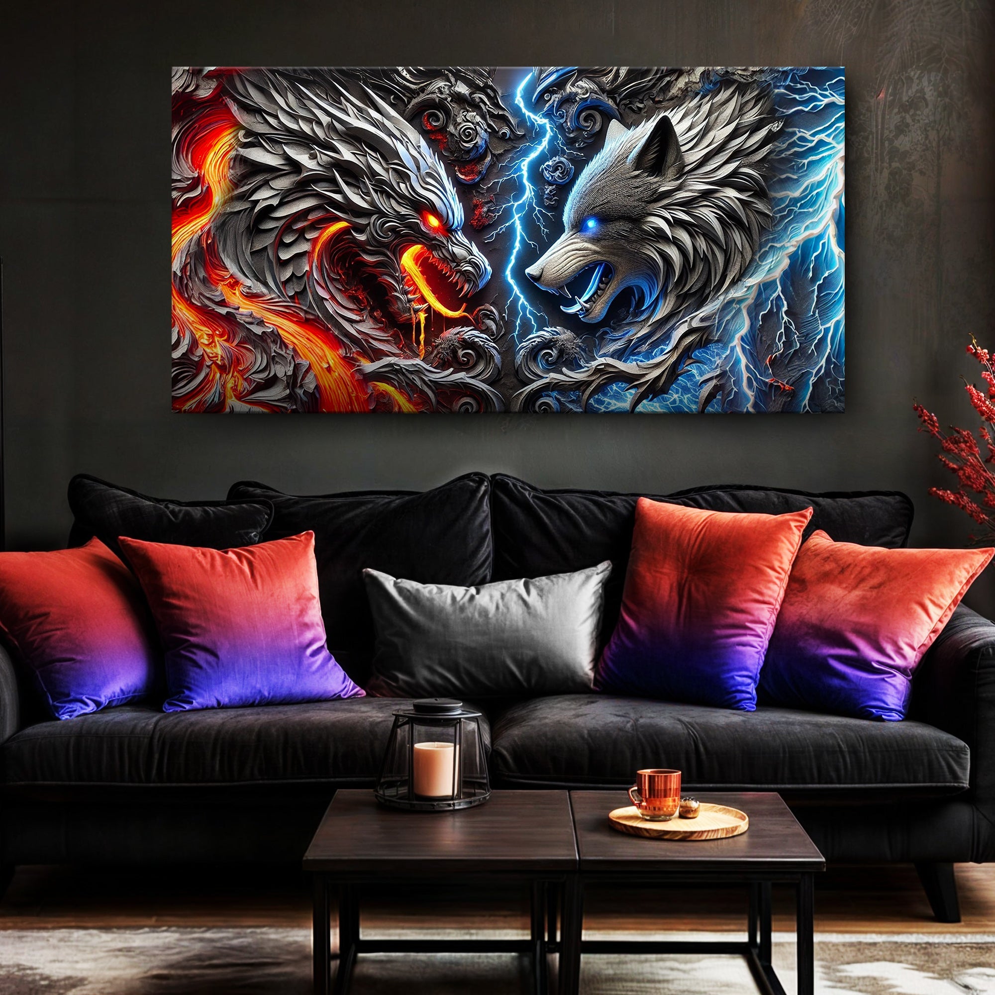 3D Dragon and Wolf Wall Art IV on sale at MyriadMart