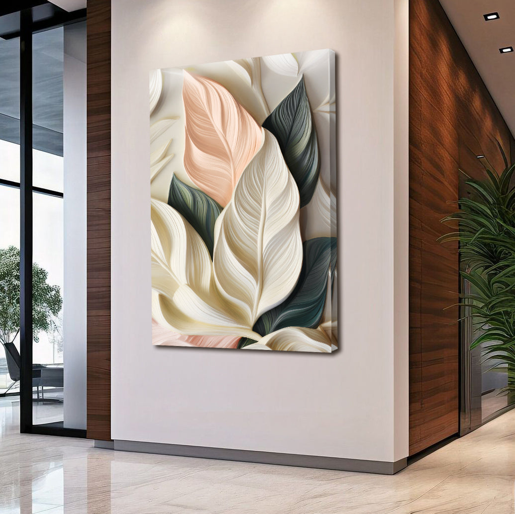 Elegant 3D Pastel Leaf Wall Art on sale at MyriadMart