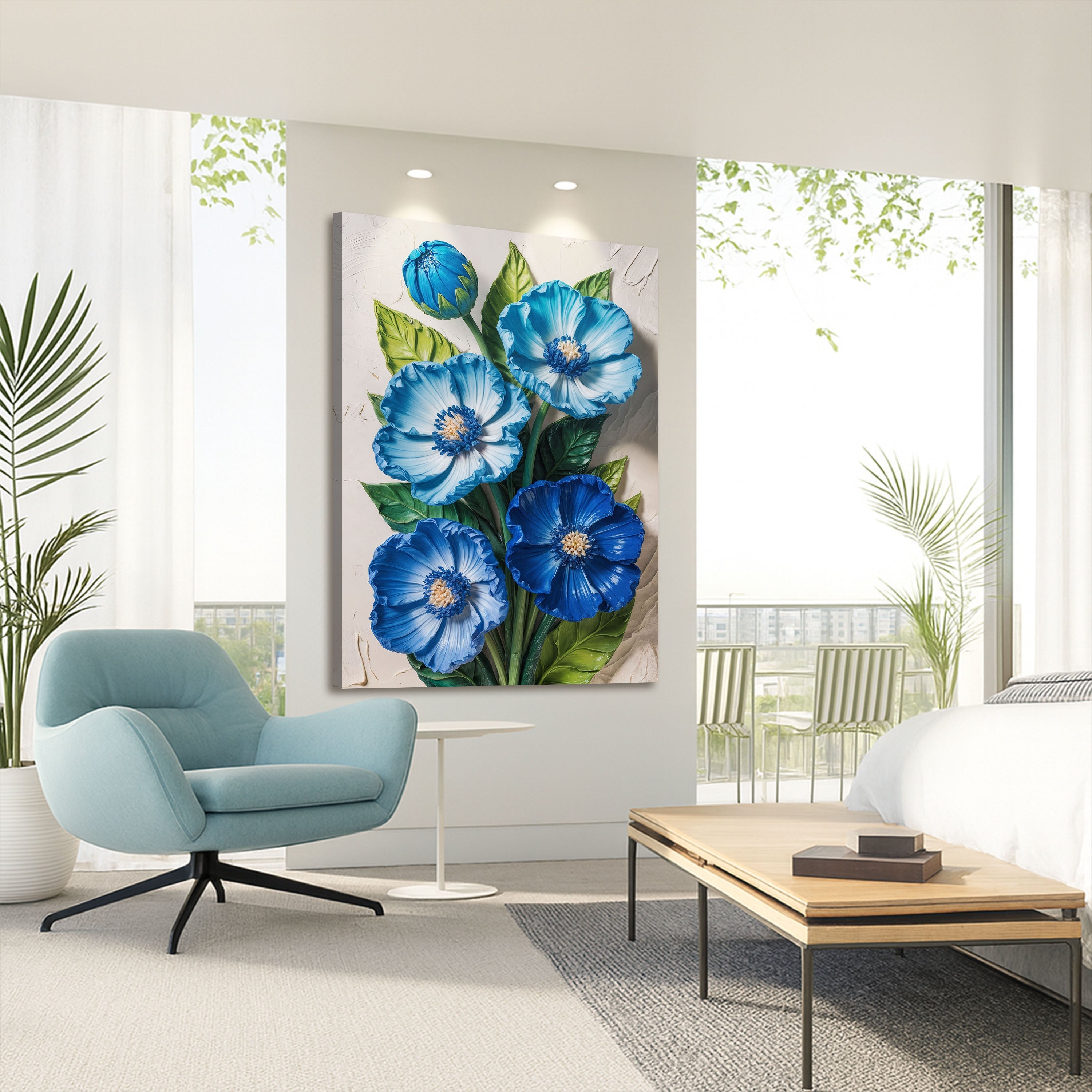 Blue Blossom Bouquet Impasto Wall Art on sale at MyriadMart