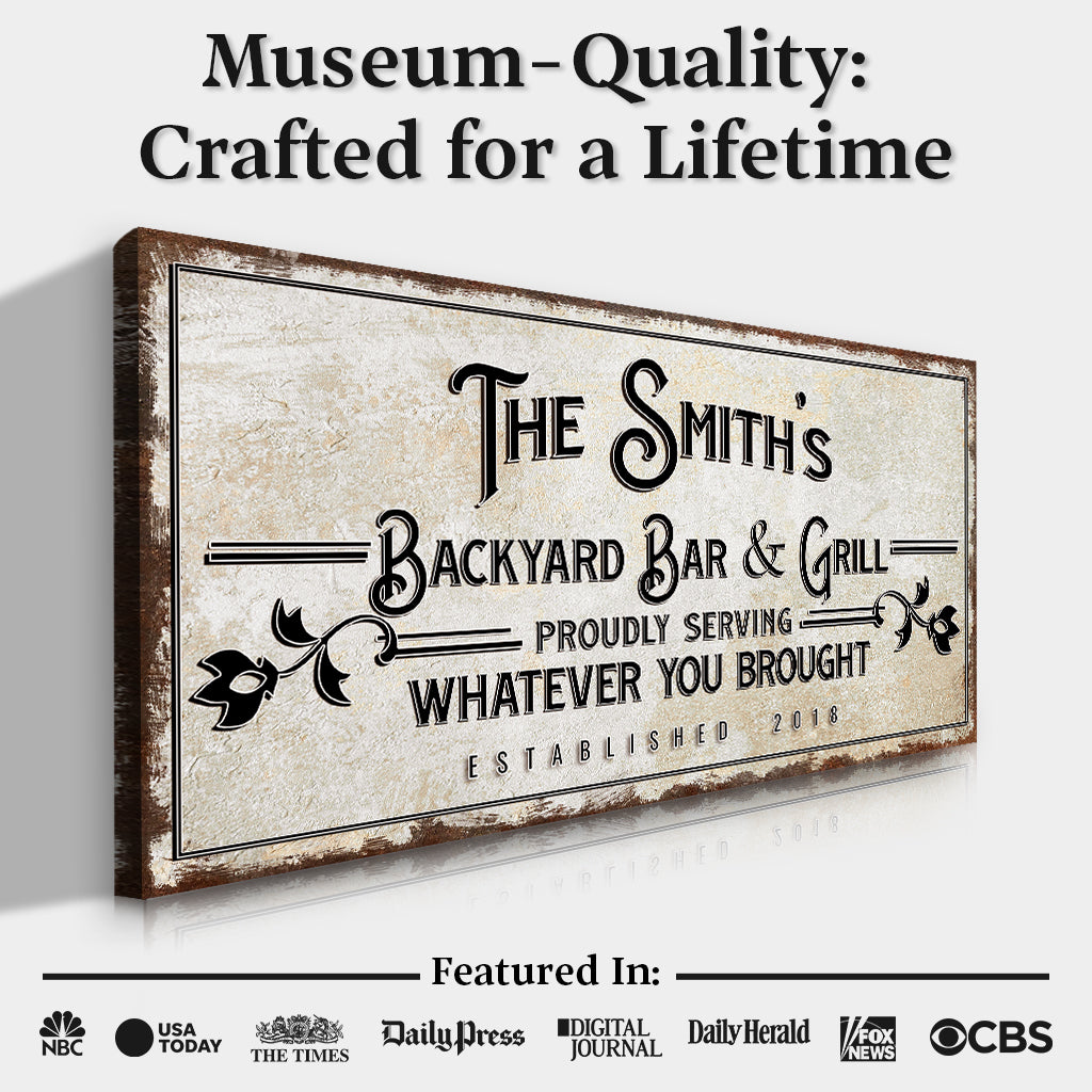 Backyard Bar & Grill Sign on sale at MyriadMart