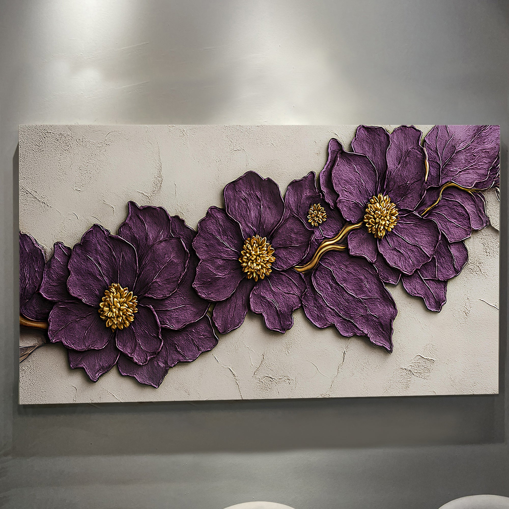 Purple Flower Plaster Wall Art on sale at MyriadMart