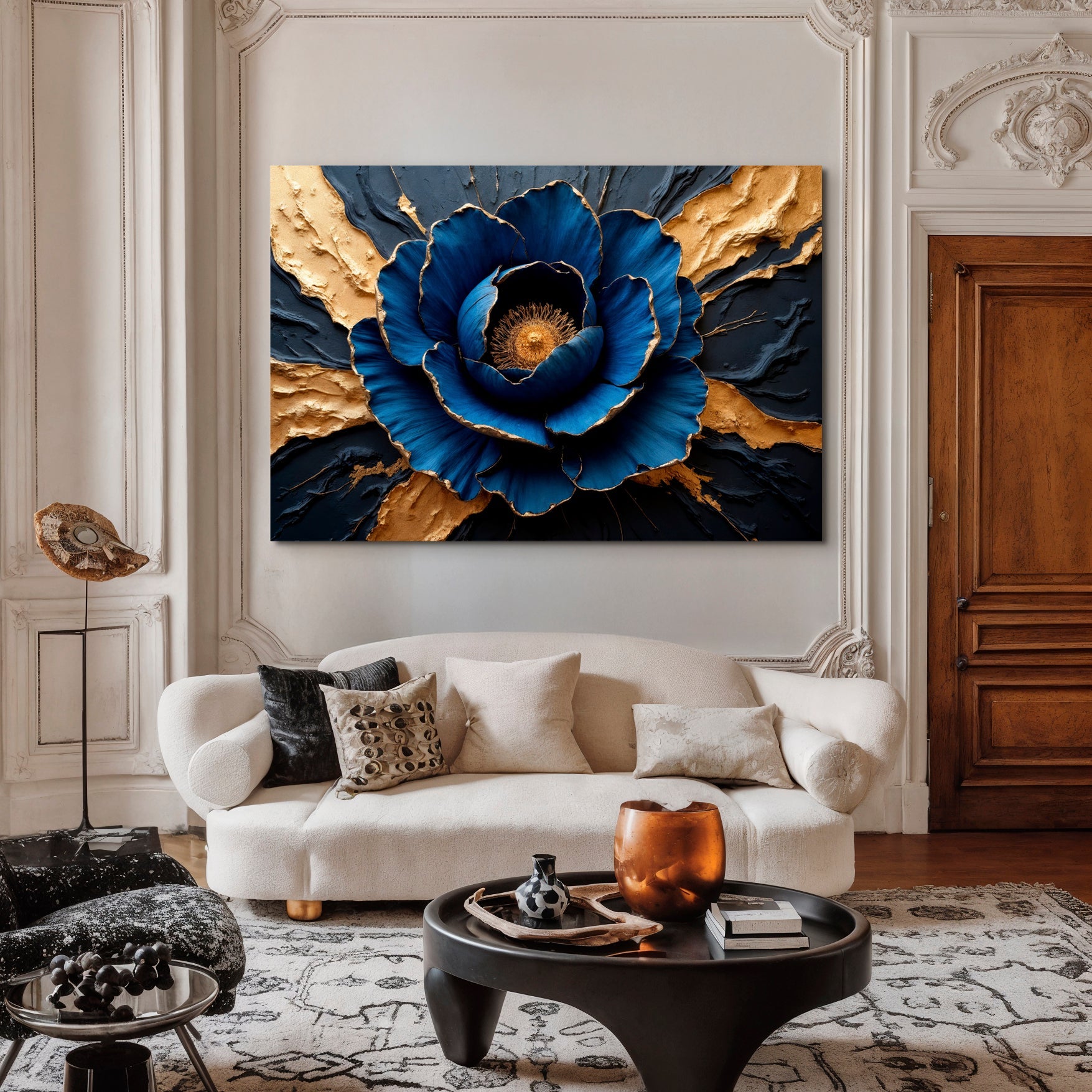 Sapphire Bloom Impasto Wall Art on sale at MyriadMart