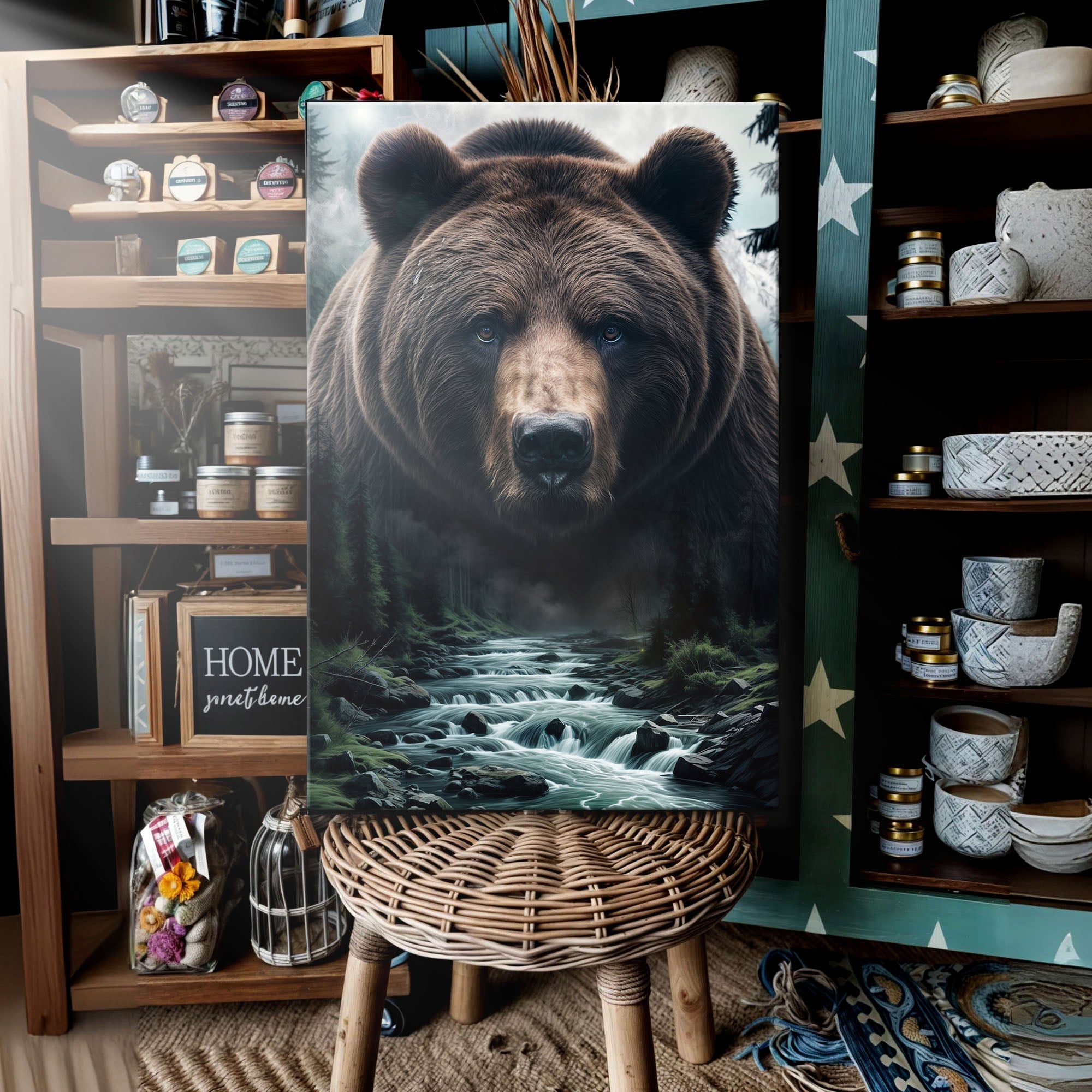 Grizzly Bear Double Exposure Wall Art on sale at MyriadMart