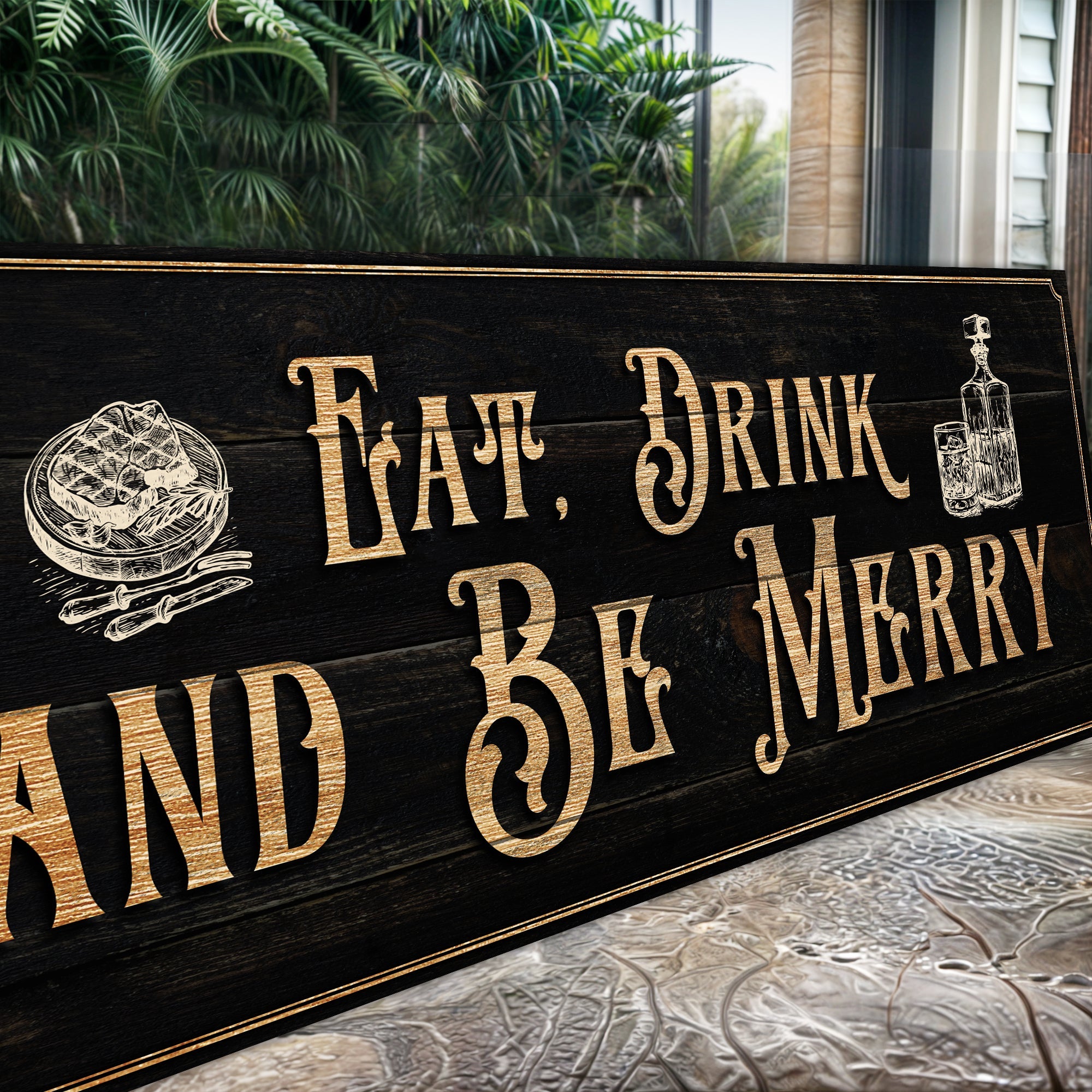 Eat, Drink And Be Merry Family Sign on sale at MyriadMart