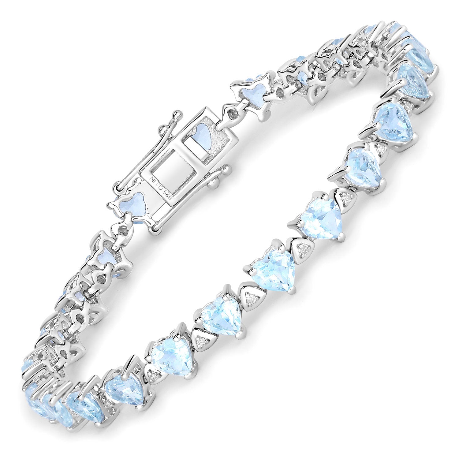 11.62 Carat Genuine Blue Topaz and White Diamond .925 Sterling Silver Bracelet on sale at MyriadMart