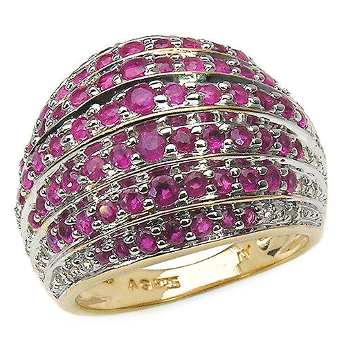 14K Yellow Gold Plated 2.94 Carat Genuine Ruby & White Topaz .925 Sterling Silver Ring on sale at MyriadMart