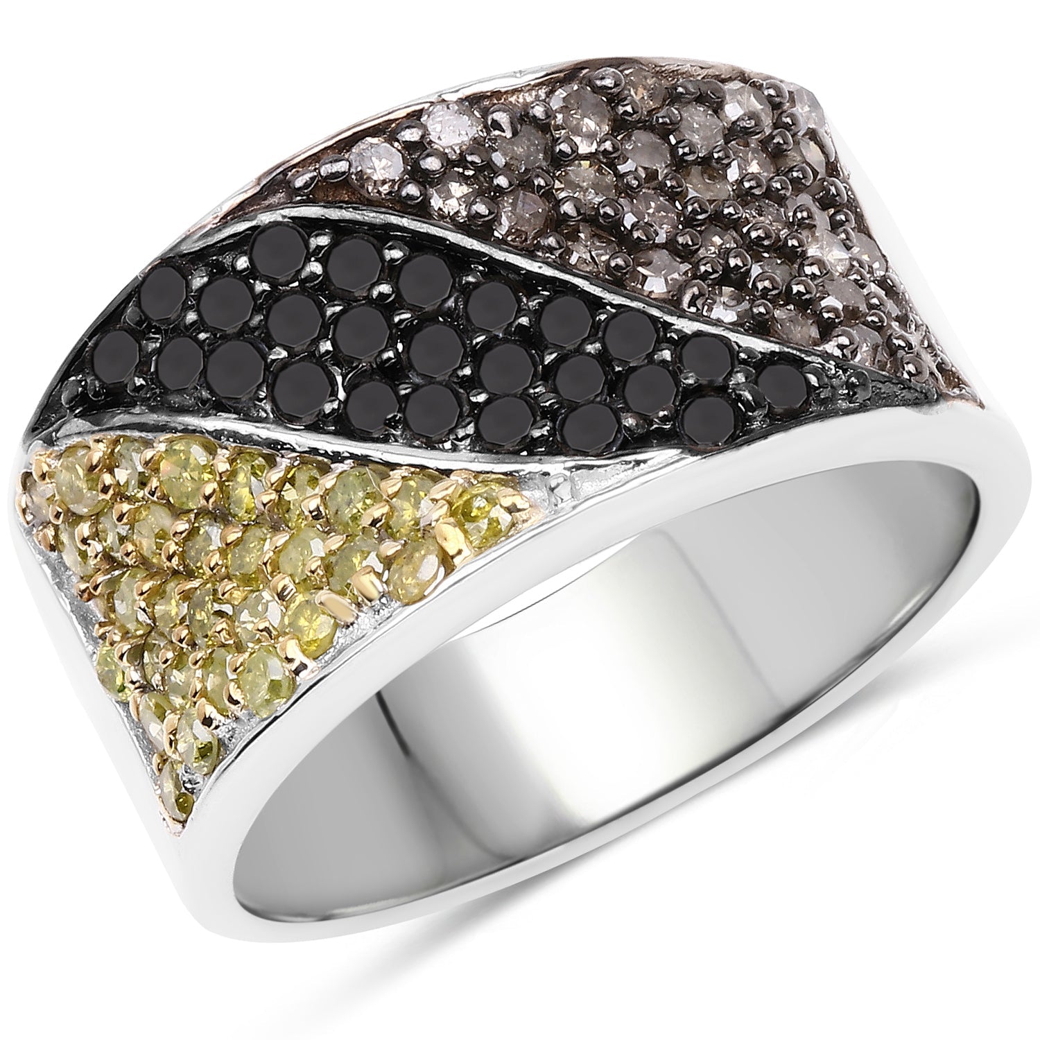 1.32 Carat Genuine multi Diamond .925 Sterling Silver Ring on sale at MyriadMart