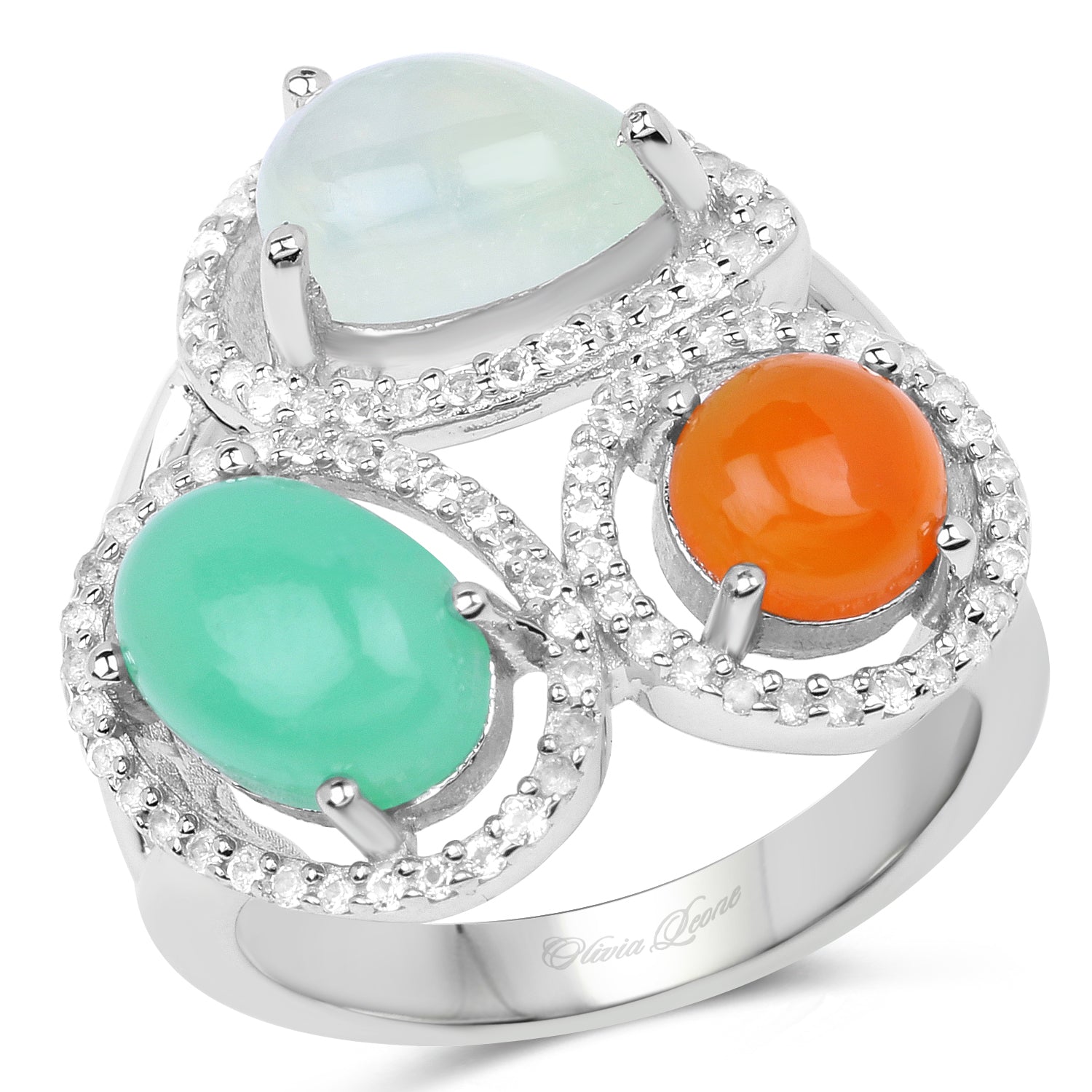 4.82 Carat Genuine Multi Stone .925 Sterling Silver Ring on sale at MyriadMart