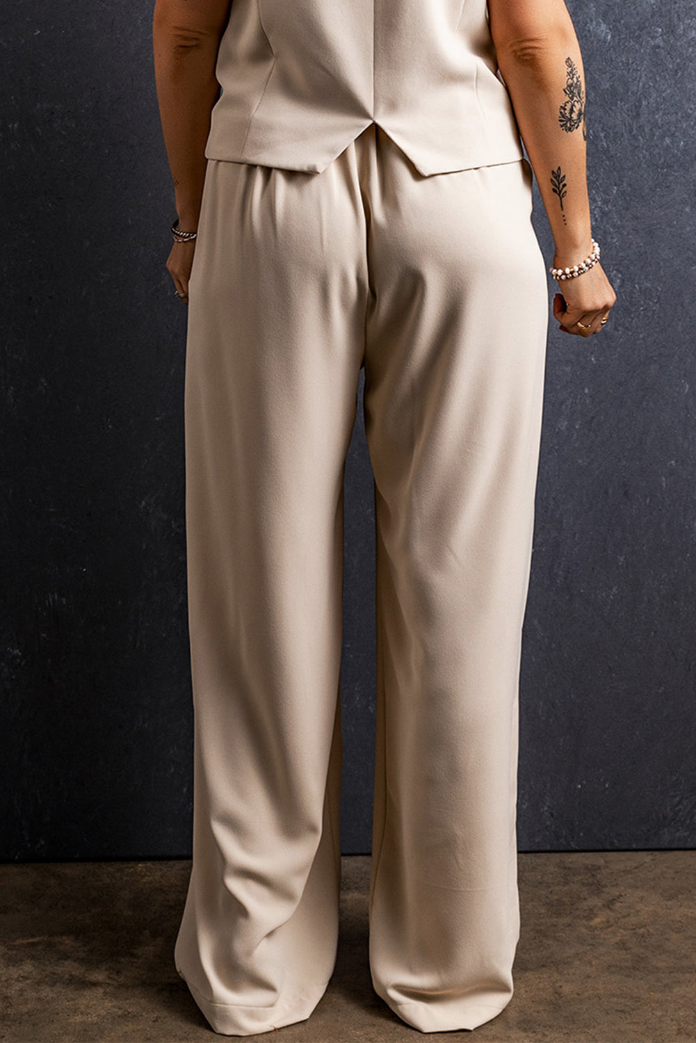 Ruched Wide Leg Pants with Pockets