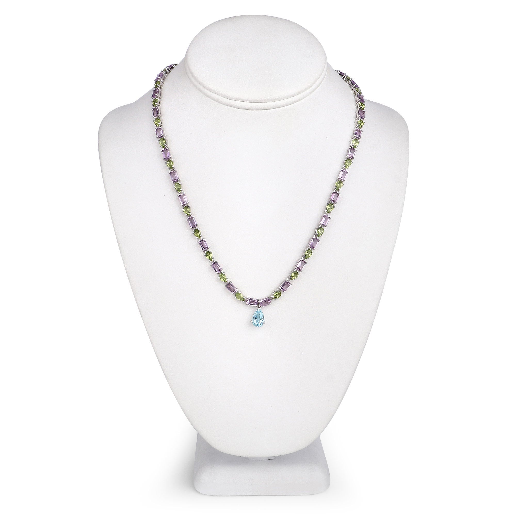 32.50 Carat Genuine Multi Stones .925 Sterling Silver Necklace on sale at MyriadMart