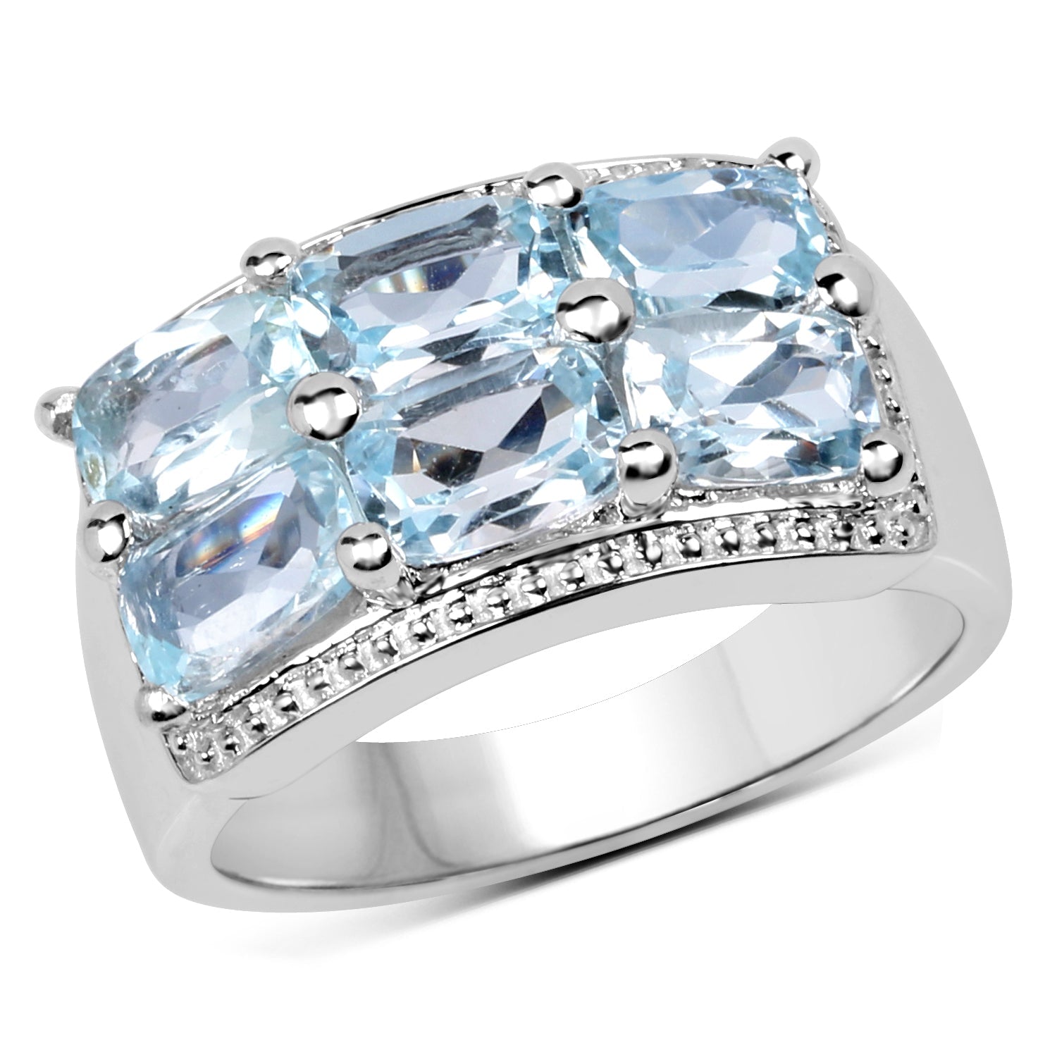 3.60 Carat Genuine Blue Topaz .925 Sterling Silver Ring on sale at MyriadMart