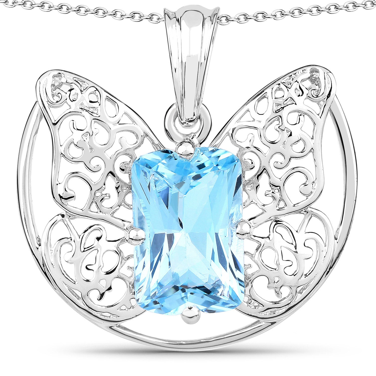 11.10 Carat Genuine Swiss Blue Topaz .925 Sterling Silver Pendant on sale at MyriadMart
