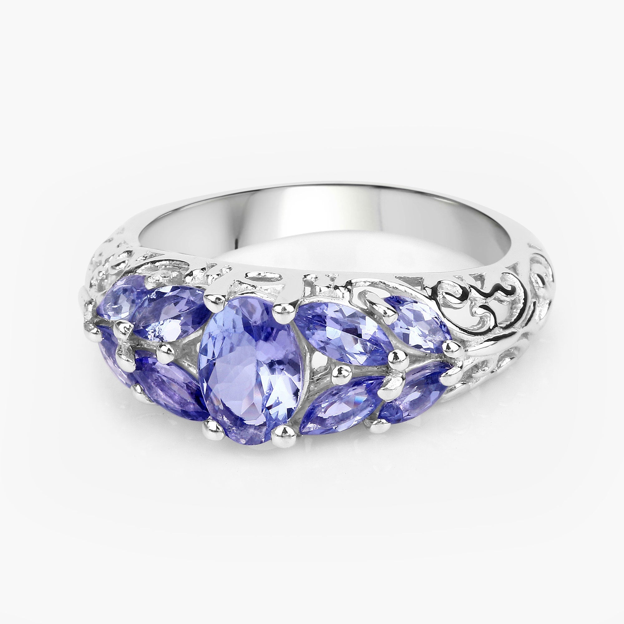 1.63 Carat Genuine Tanzanite .925 Sterling Silver Ring on sale at MyriadMart