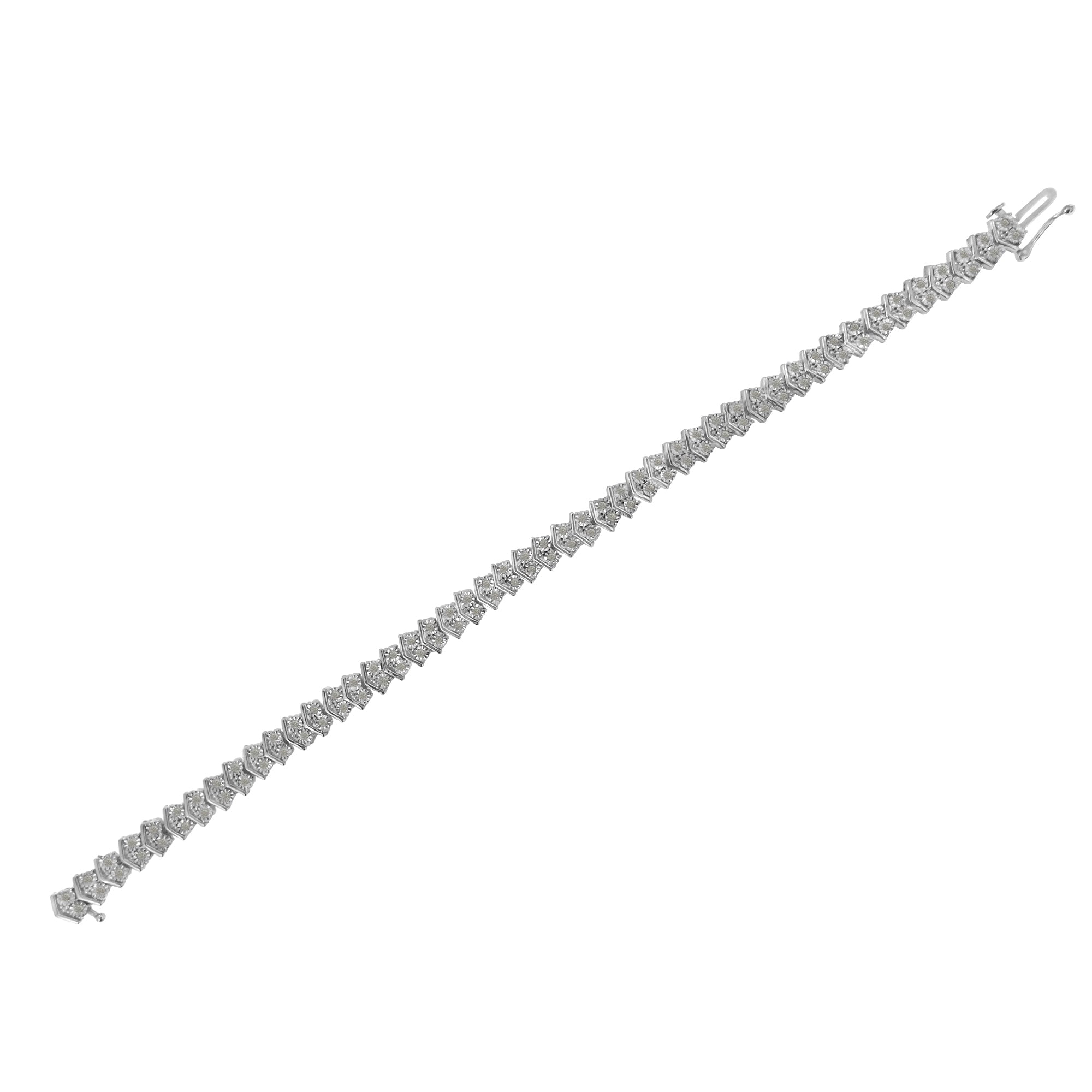 .925 Sterling Silver 1.0 cttw Diamond "Arrow" Shape Tennis Link Bracelet I-J Color, I3 Clarity -7.25" on sale at MyriadMart