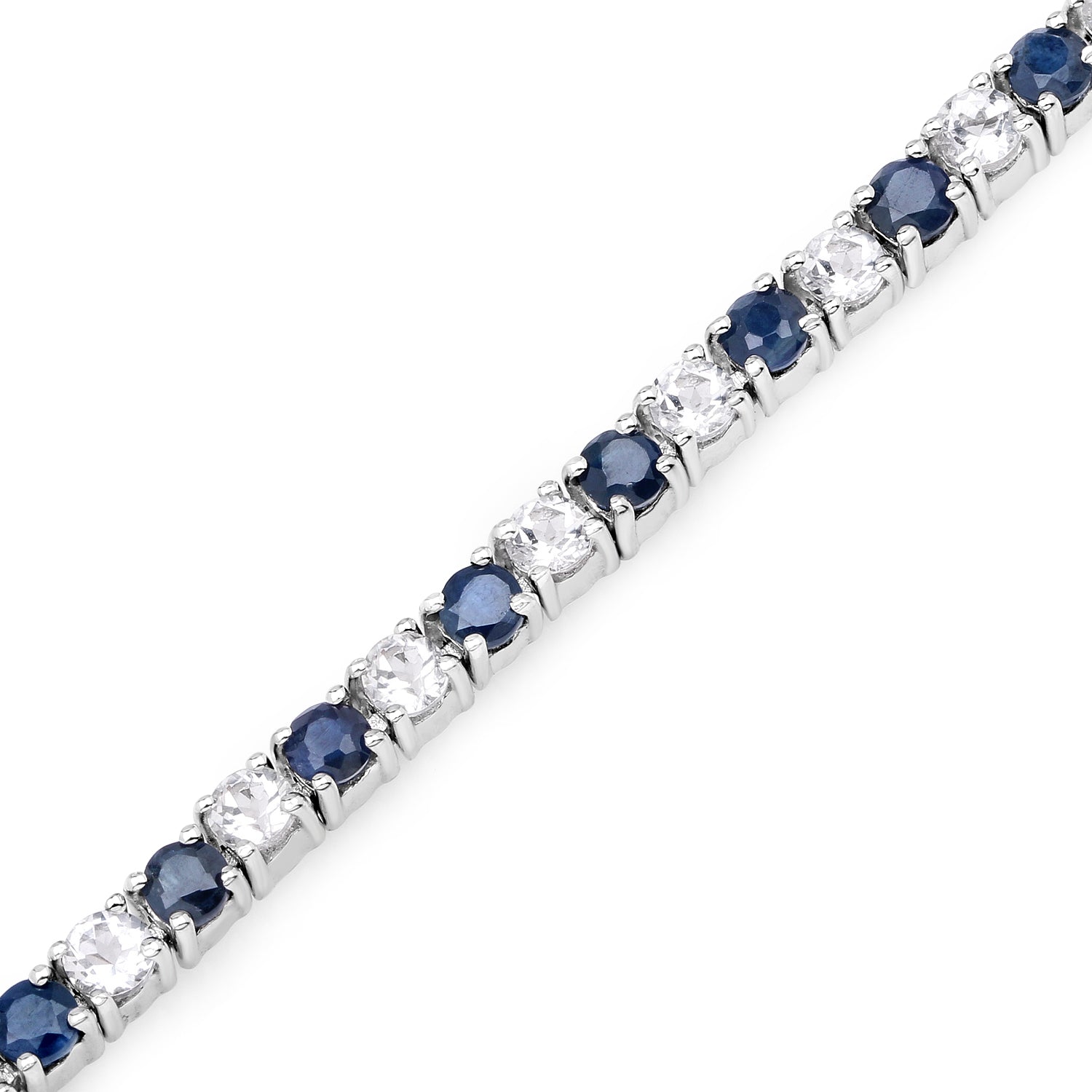 6.87 ct. t.w. Blue Sapphire and White Topaz Bracelet in Sterling Silver on sale at MyriadMart