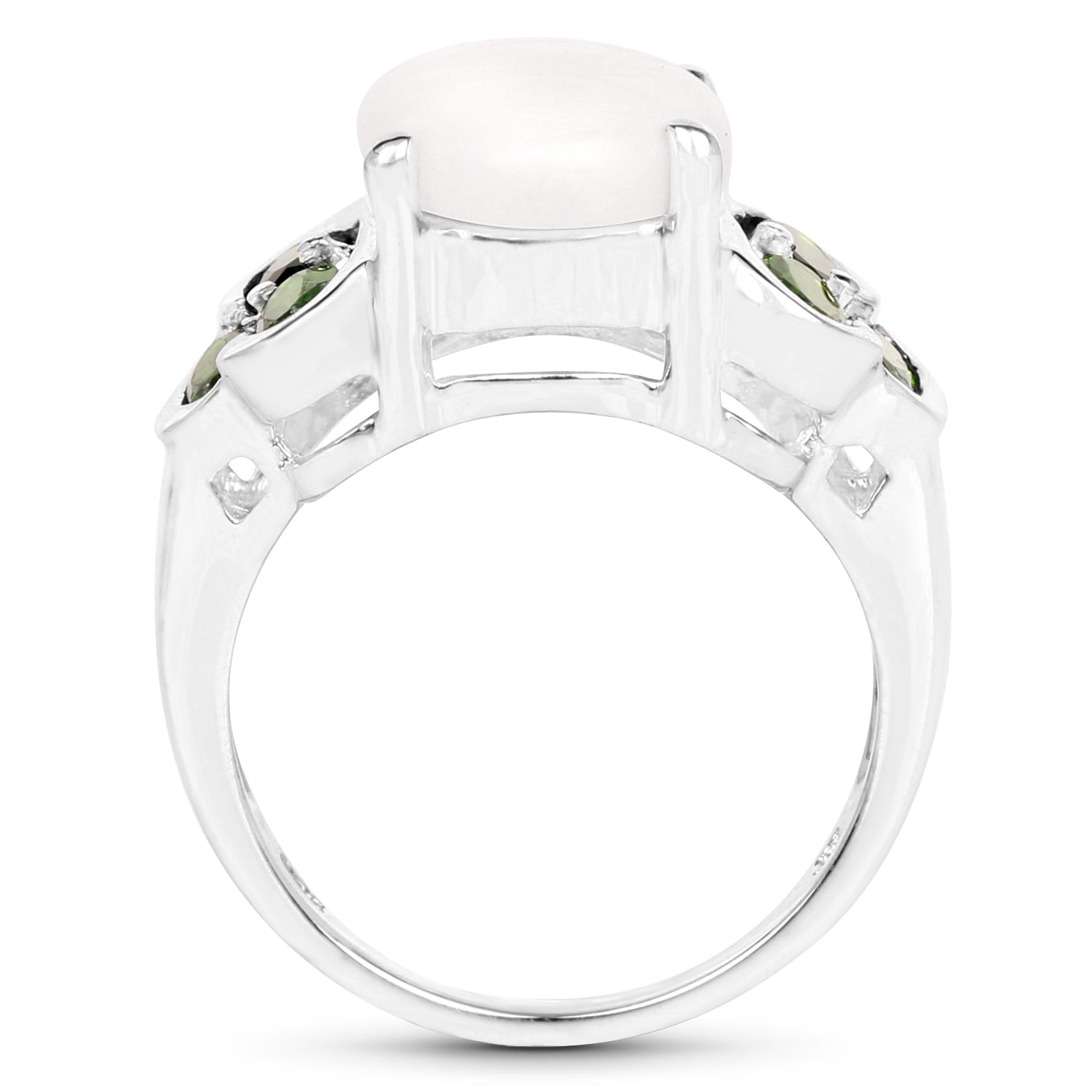 4.52 Carat Genuine Opal and Chrome Diopside .925 Sterling Silver Ring on sale at MyriadMart
