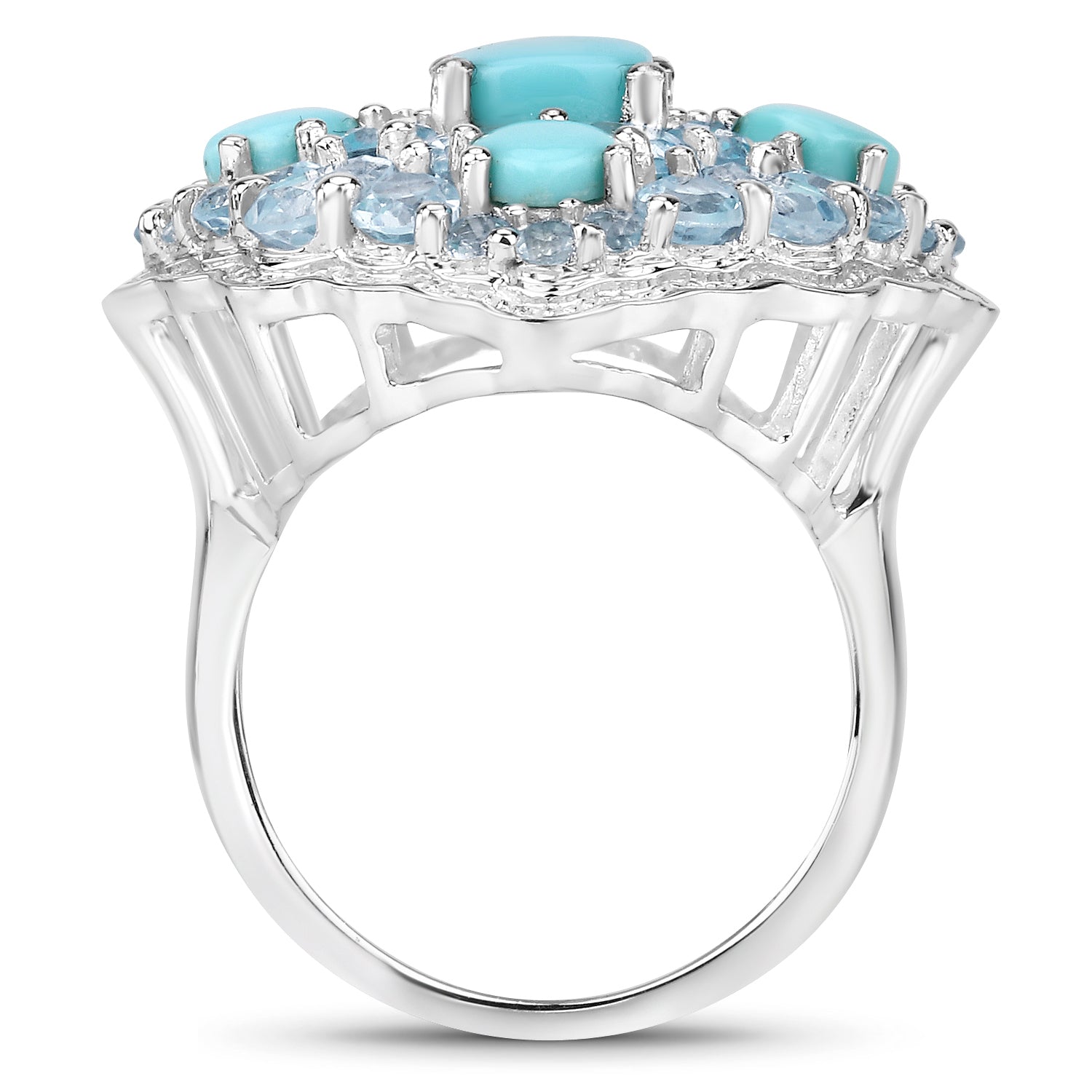 6.18 Carat Genuine Turquoise and Blue Topaz .925 Sterling Silver Ring on sale at MyriadMart
