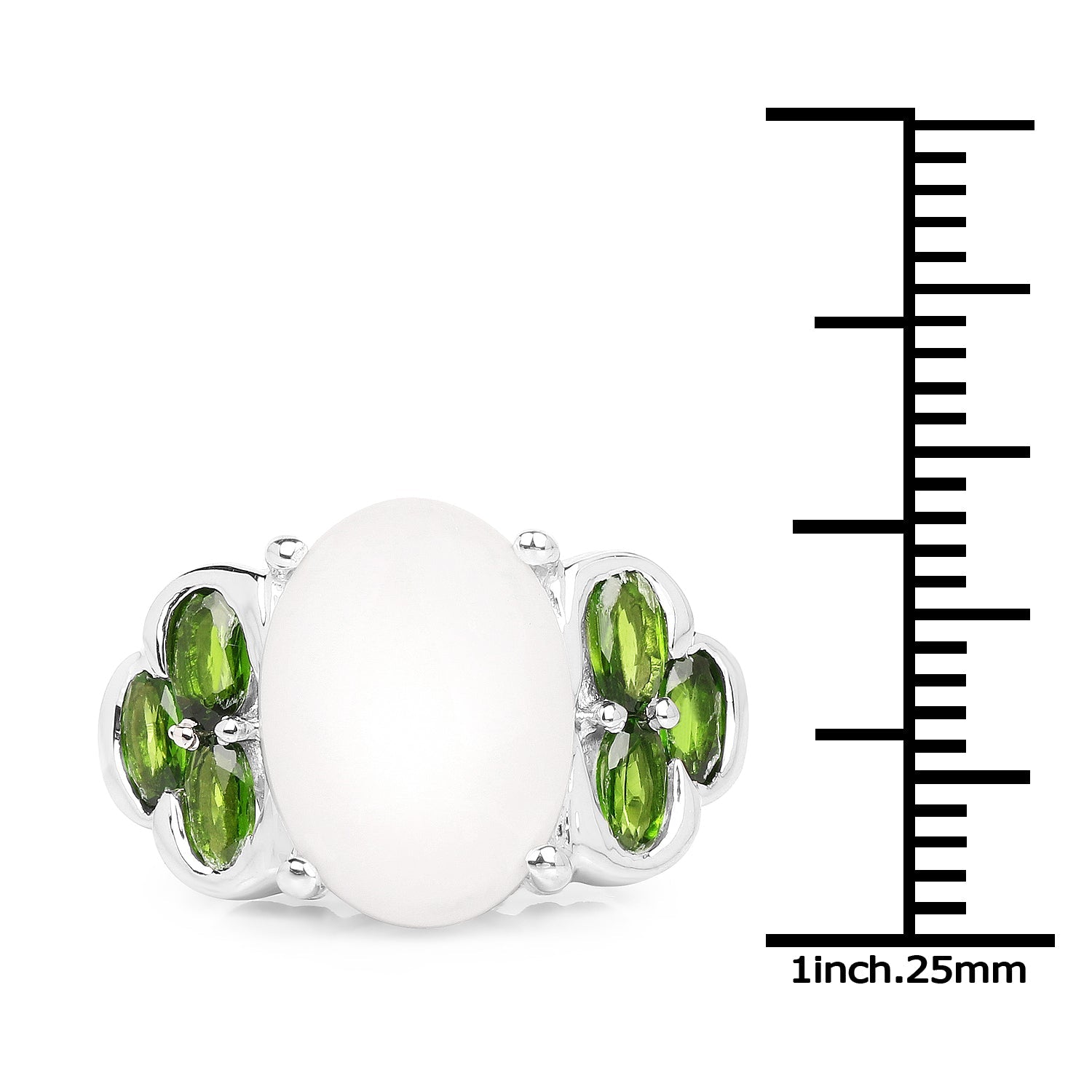 4.52 Carat Genuine Opal and Chrome Diopside .925 Sterling Silver Ring on sale at MyriadMart