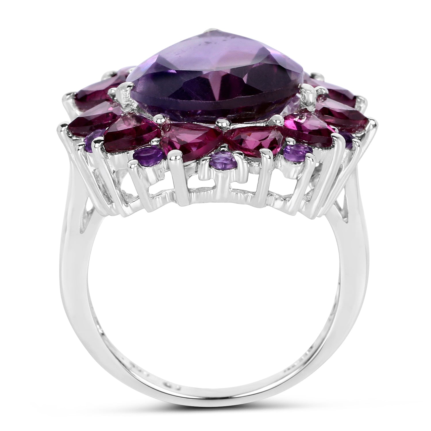 11.22 Carat Genuine Amethyst & Rhodolite .925 Sterling Silver Ring on sale at MyriadMart