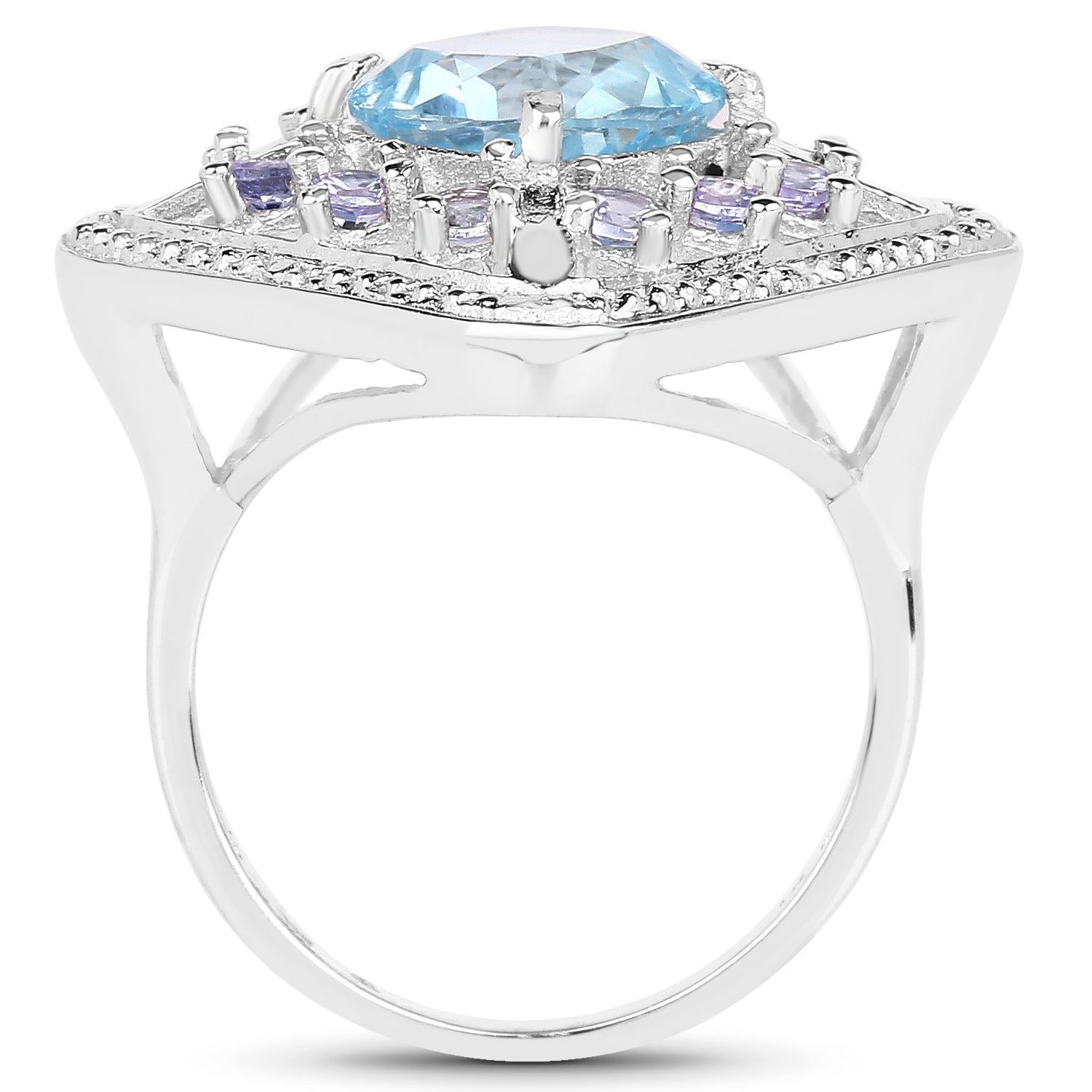 4.24 Carat Genuine Blue Topaz and Tanzanite .925 Sterling Silver Ring on sale at MyriadMart