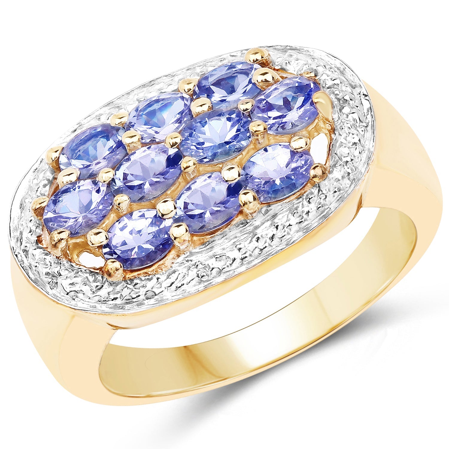14K Yellow Gold Plated 1.70 Carat Genuine Tanzanite .925 Sterling Silver Ring on sale at MyriadMart