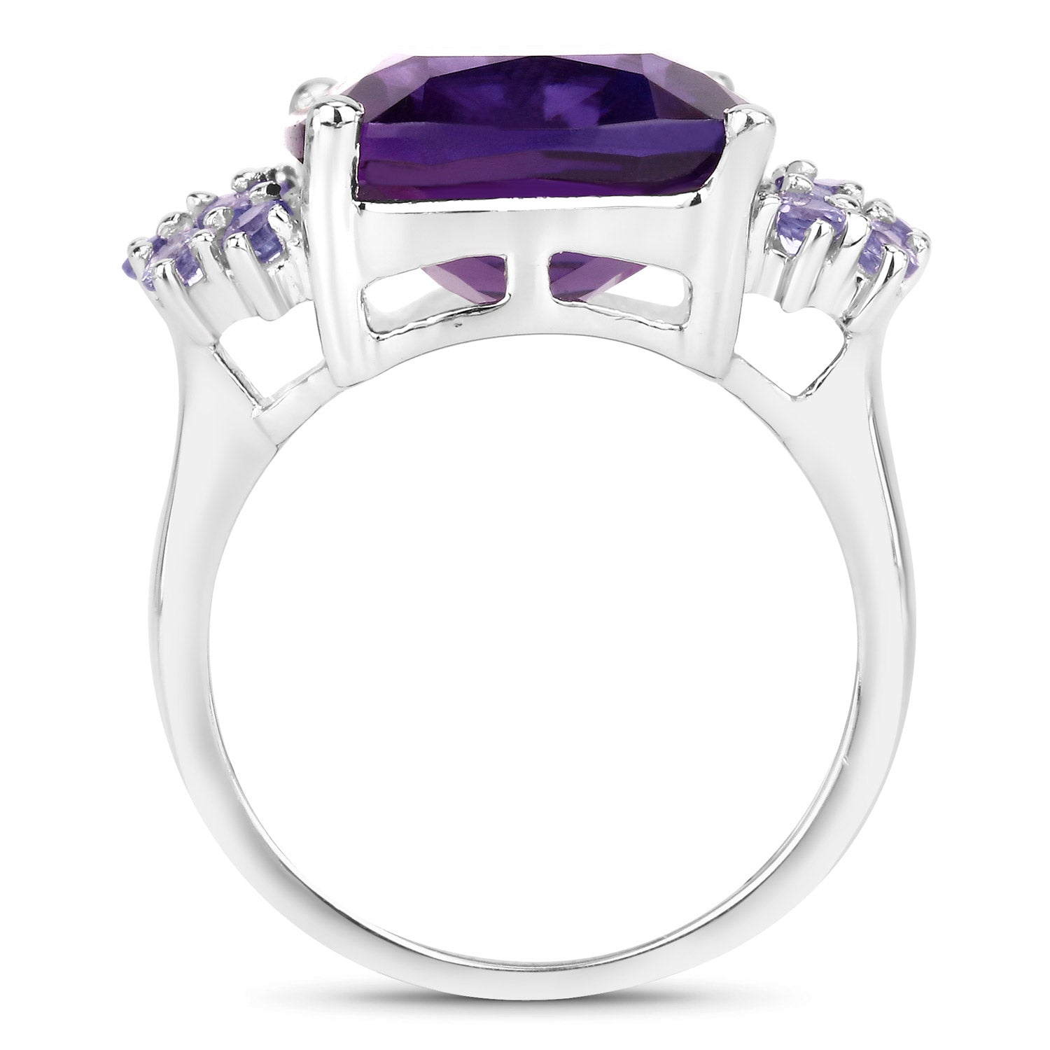 6.34 Carat Genuine Amethyst and Tanzanite .925 Sterling Silver Ring on sale at MyriadMart