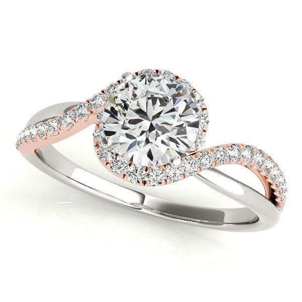 14k White And Rose Gold Bypass Band Diamond Engagement Ring 1 1/8 cttw on sale at MyriadMart
