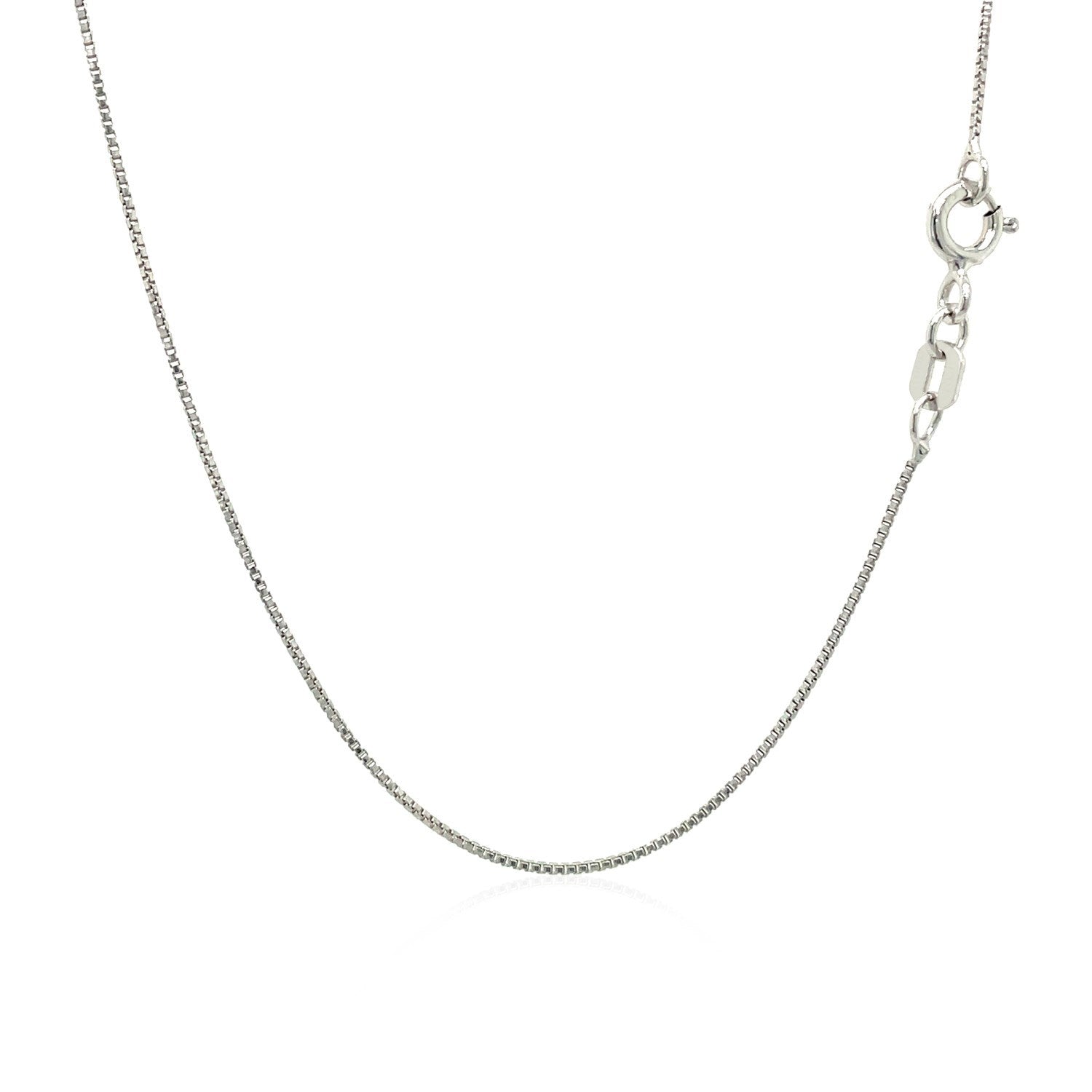 Sterling Silver Rhodium Plated Box Chain 0.7mm on sale at MyriadMart