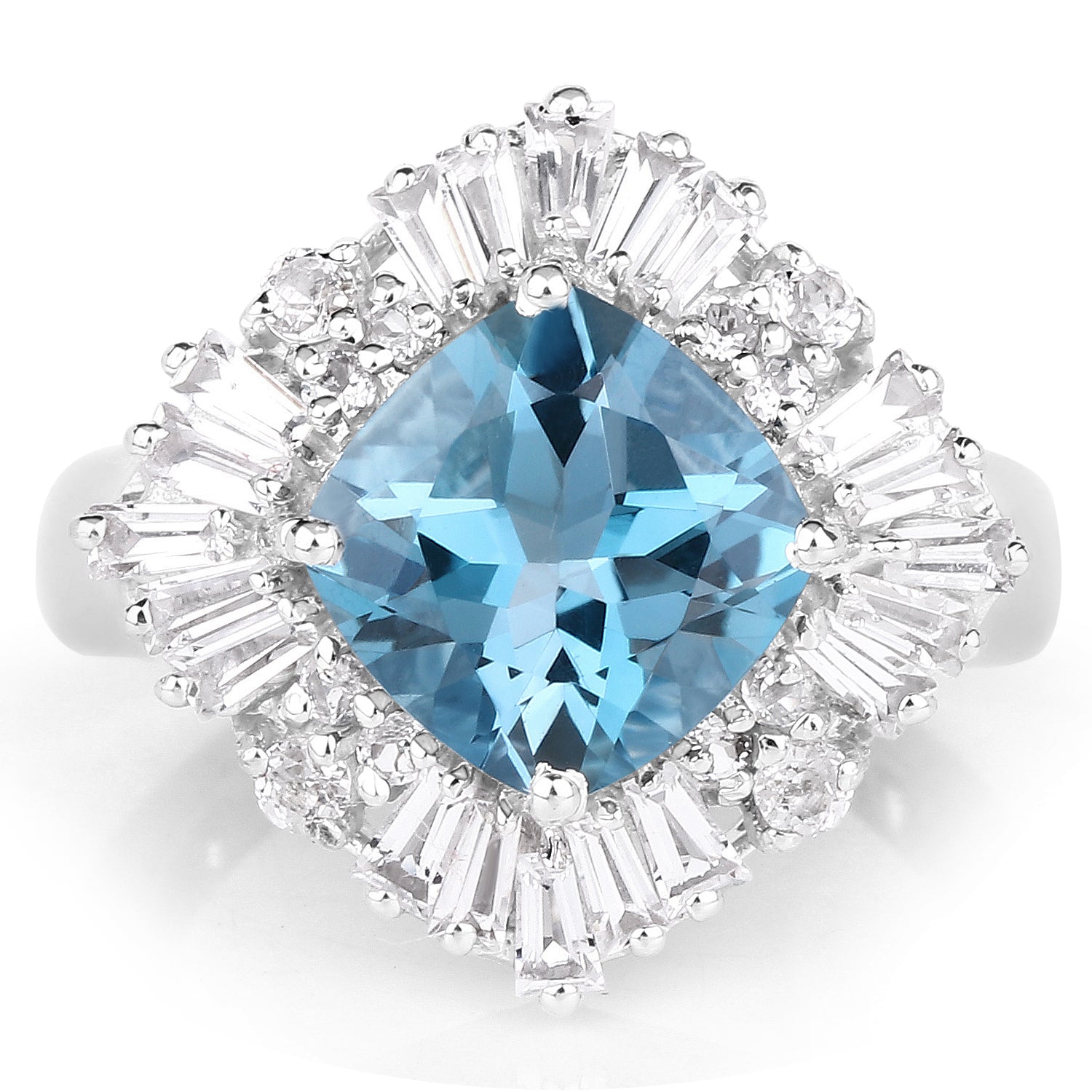 5.19 Carat Genuine London Blue Topaz & White Topaz .925 Sterling Silver Ring on sale at MyriadMart