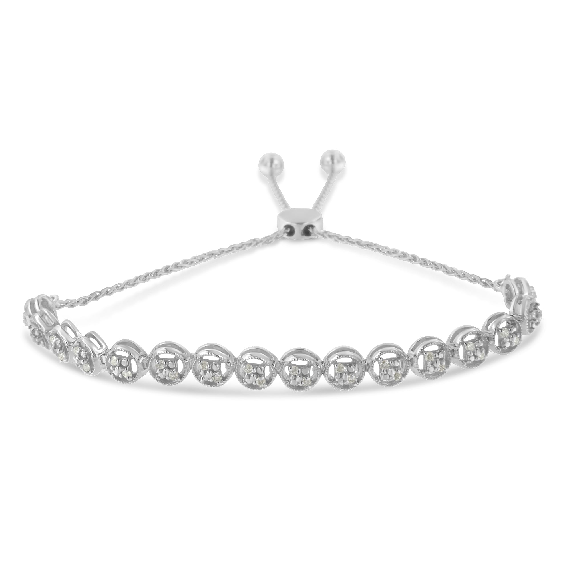 .925 Sterling Silver 1/4 cttw Round-cut Diamond Bolo Bracelet I-J Color, I3 Clarity on sale at MyriadMart