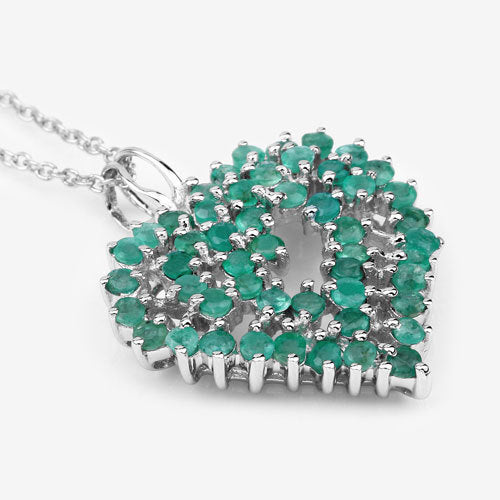 1.53 Carat Genuine Emerald .925 Sterling Silver Pendant on sale at MyriadMart
