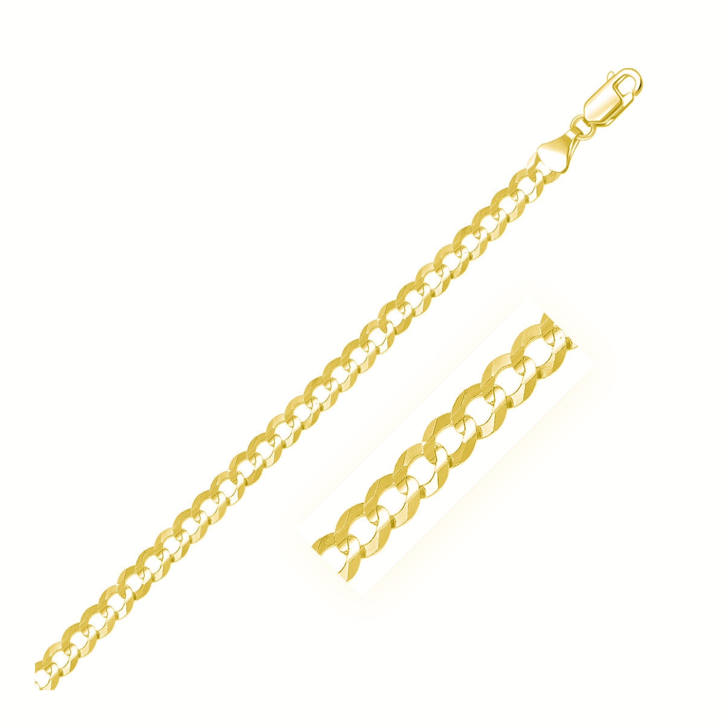 5.7mm 14k Yellow Gold Solid Curb Chain on sale at MyriadMart