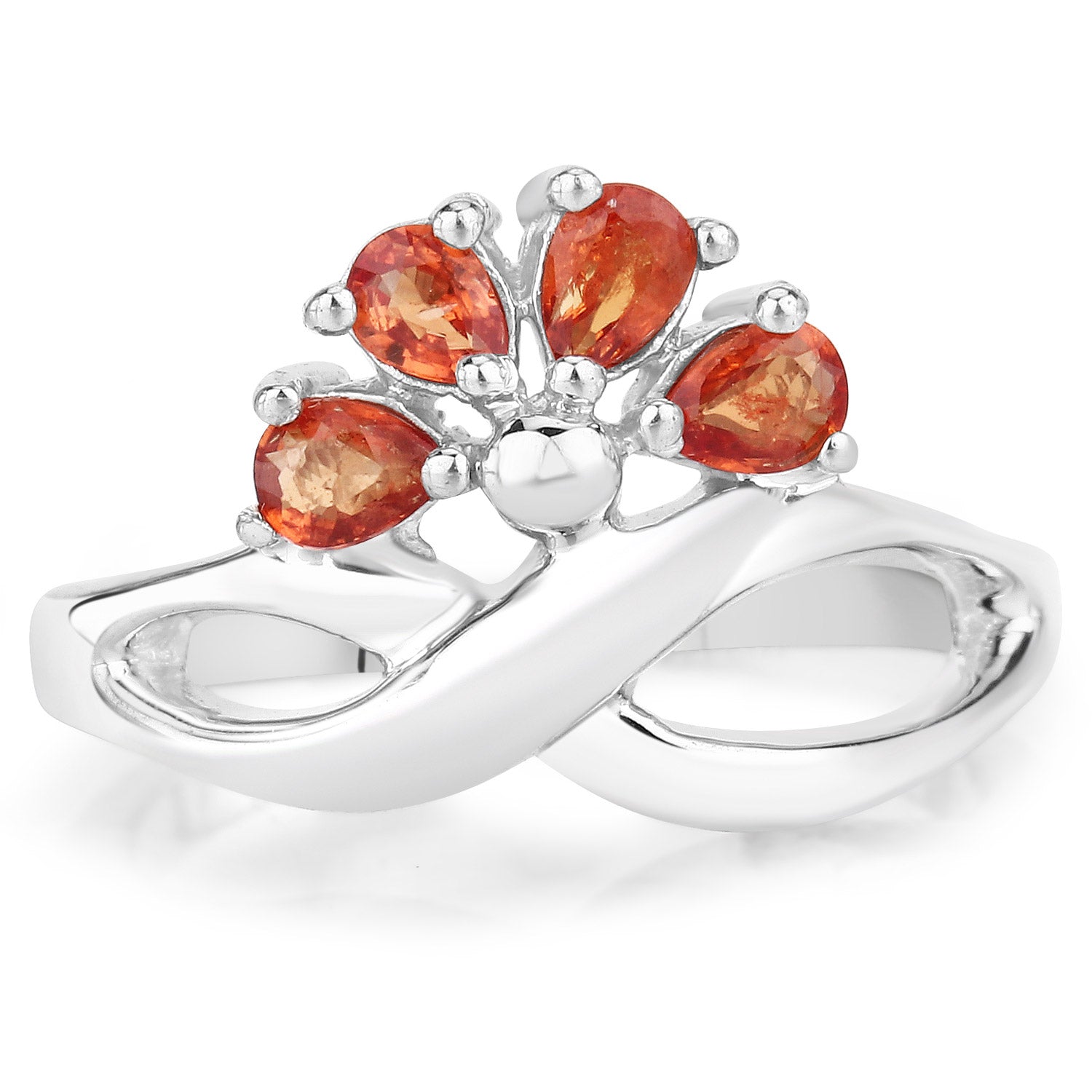 1.68 Carat Genuine Orange Sapphire .925 Sterling Silver Ring on sale at MyriadMart