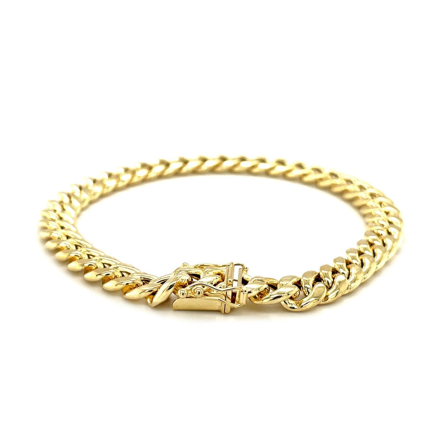 10k Yellow Gold Semi Solid Miami Cuban Bracelet 7.20 mm on sale at MyriadMart