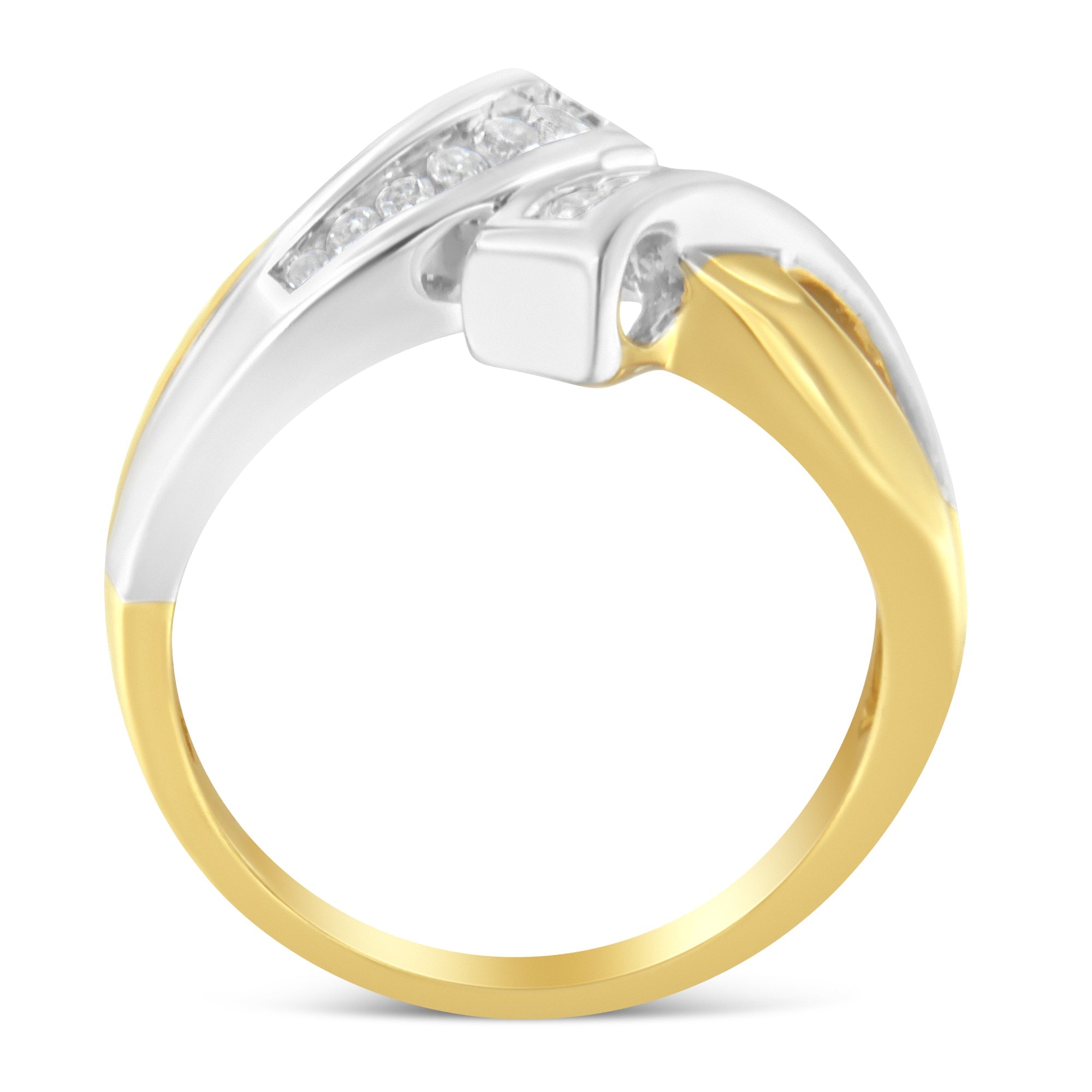 10K Two Toned Channel-Set Diamond Bypass Ring 1/4 cttw, I-J Color, I2 Clarity on sale at MyriadMart
