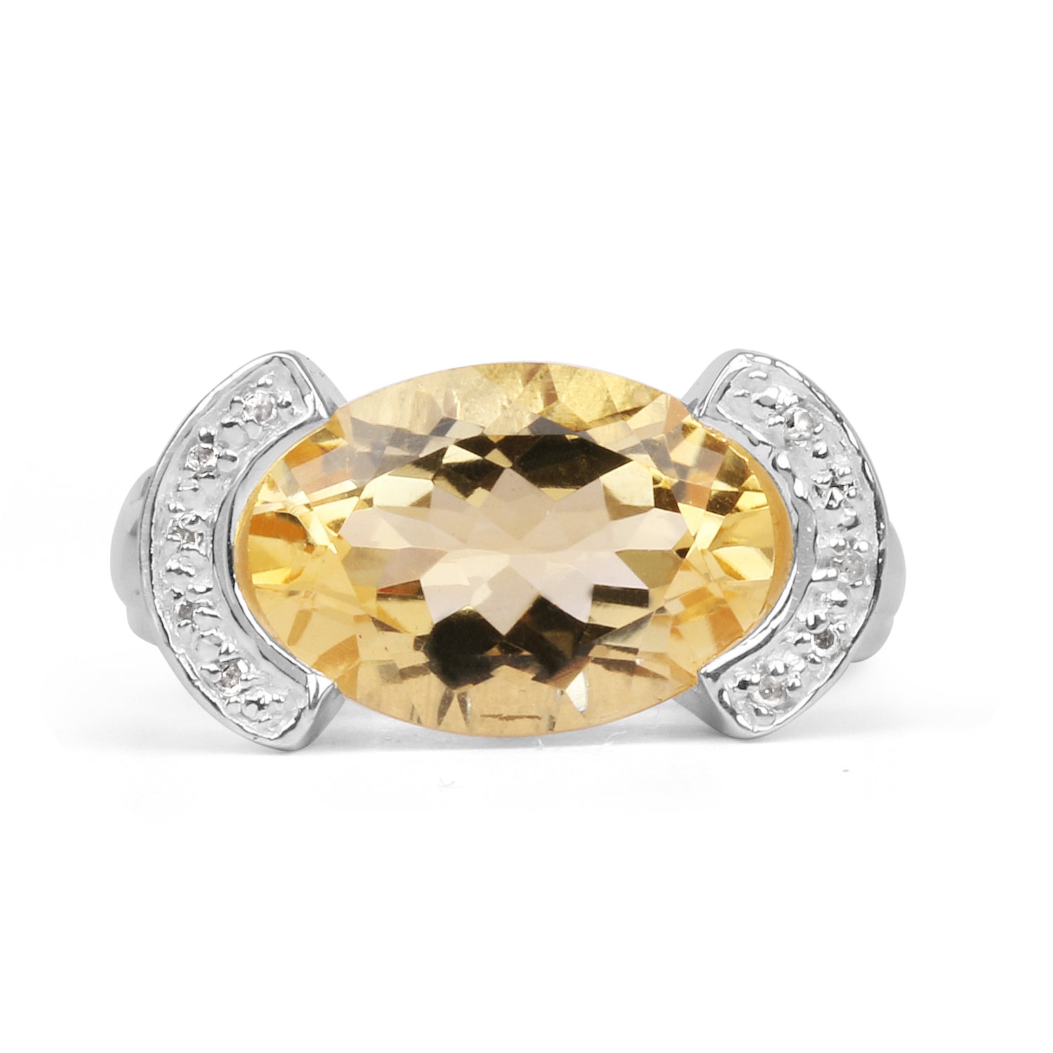 4.55 Carat Genuine Citrine and White Diamond .925 Sterling Silver Ring on sale at MyriadMart