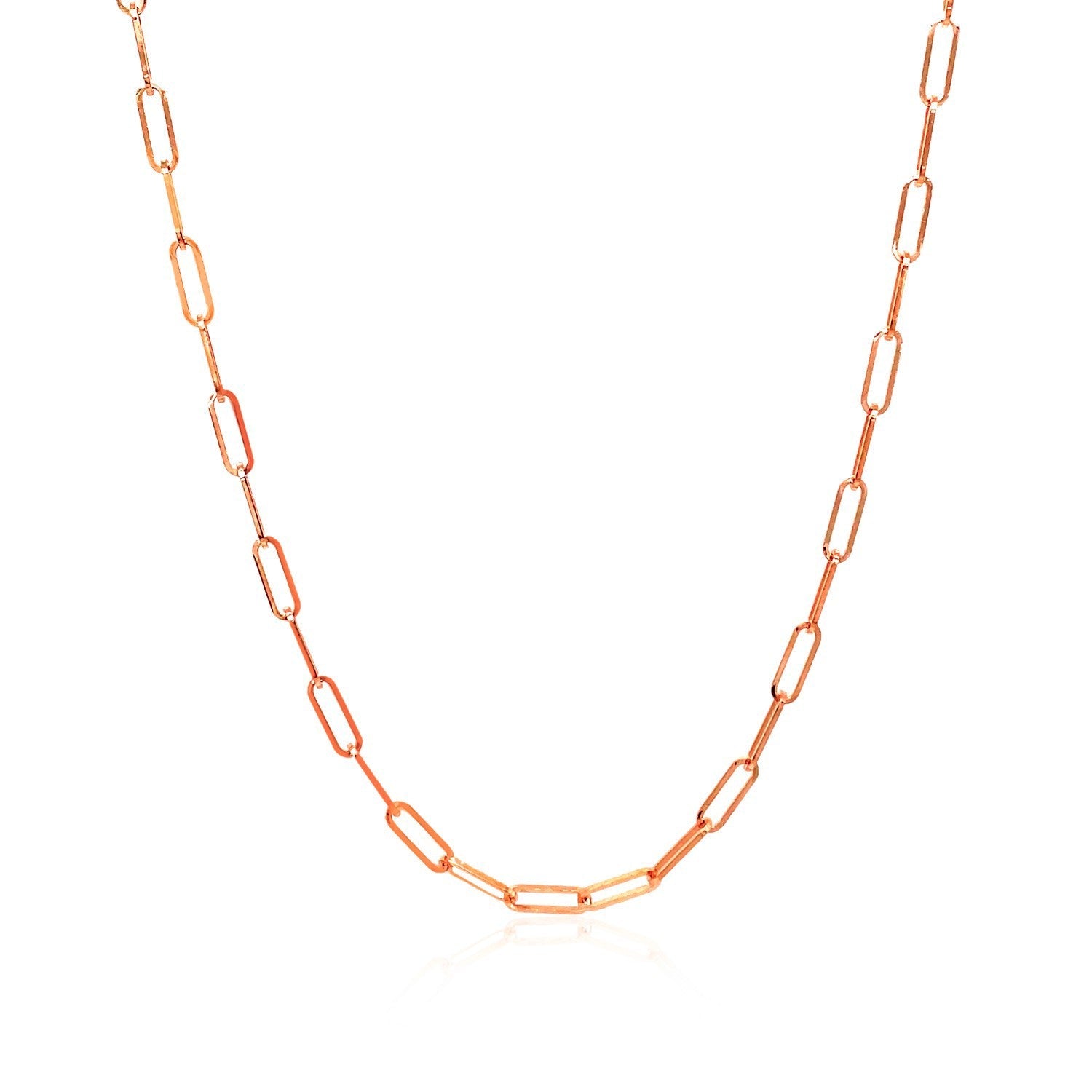 14K Rose Gold Delicate Paperclip Chain 2.1mm on sale at MyriadMart